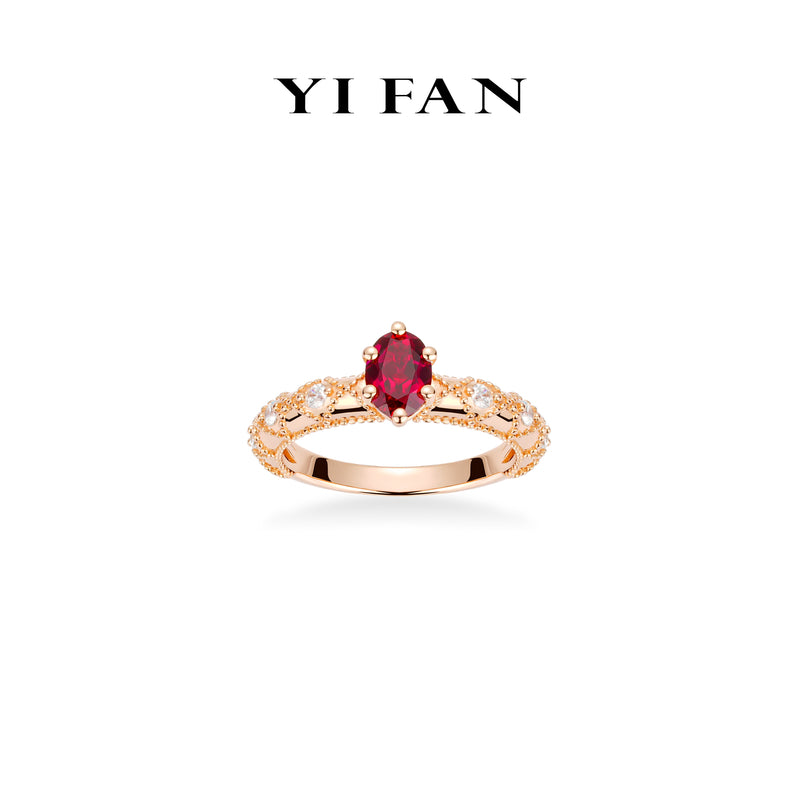 Ruby Color collection: Modern "Ancora Red Bagle" exquisite Ring