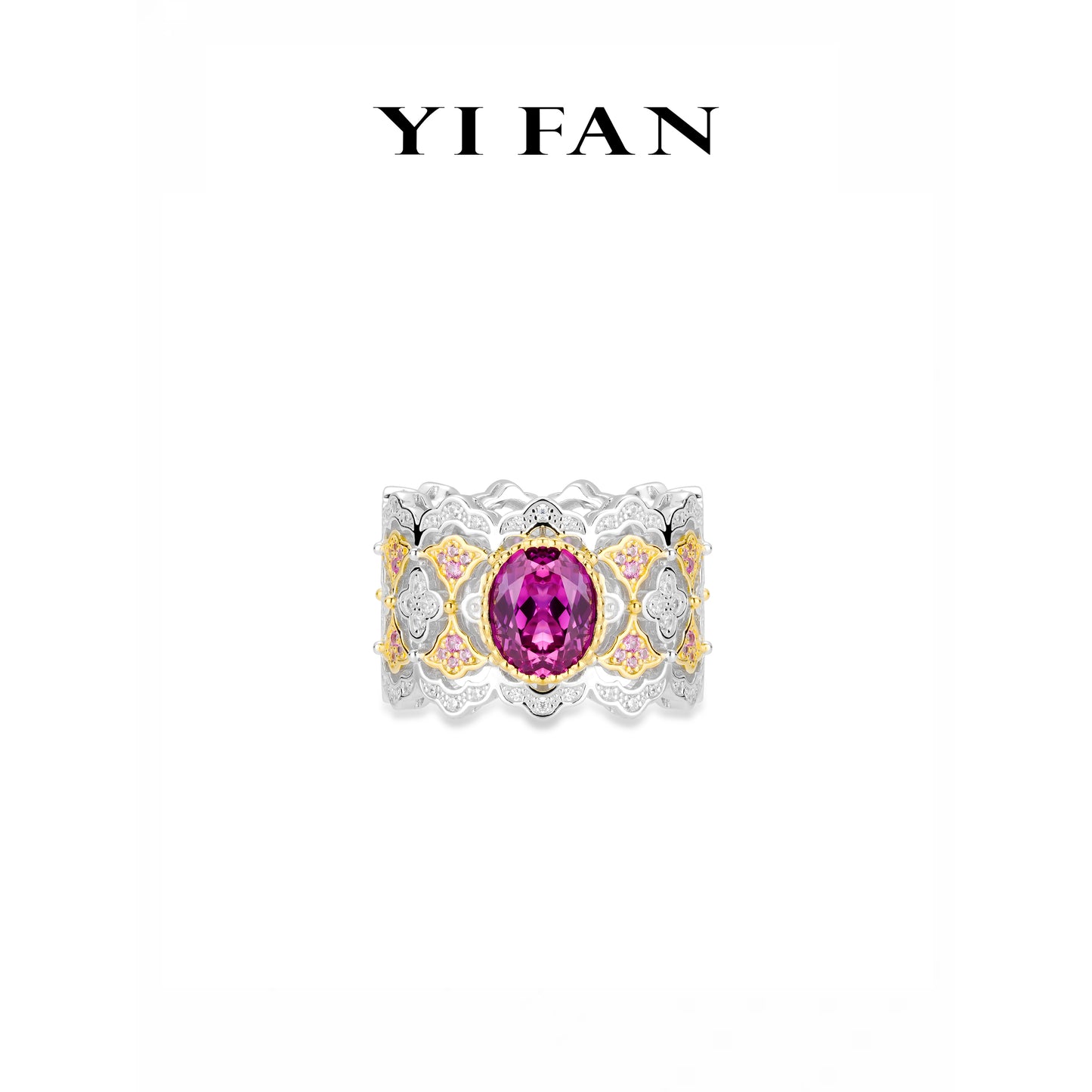 Enchanted Violet Collection: Luxury "Purple-Pink Splendor Lace" exquisite Wide band Ring