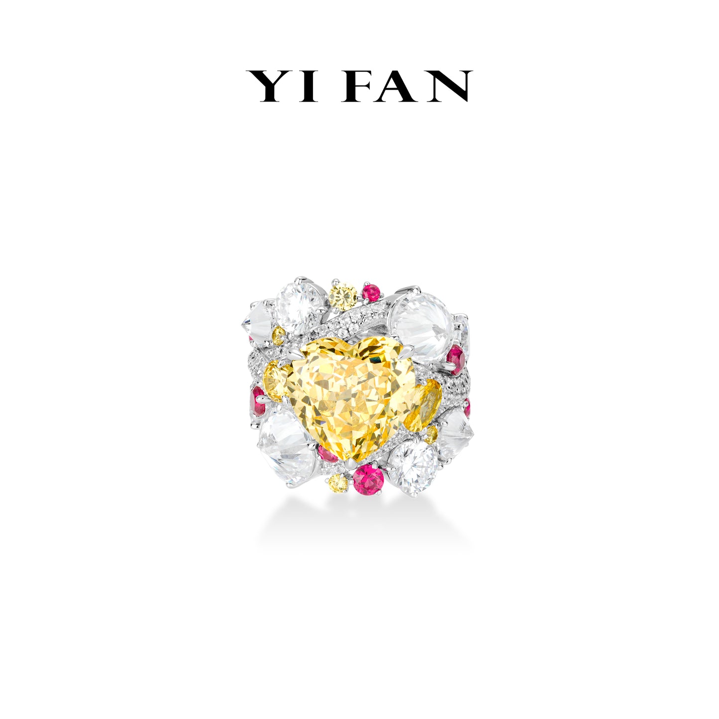 Pre-order High Jewelry Yellow Diamond color collection: Luxury Mixed-cuts "Heart of Brilliance" detailed Banquet Ring