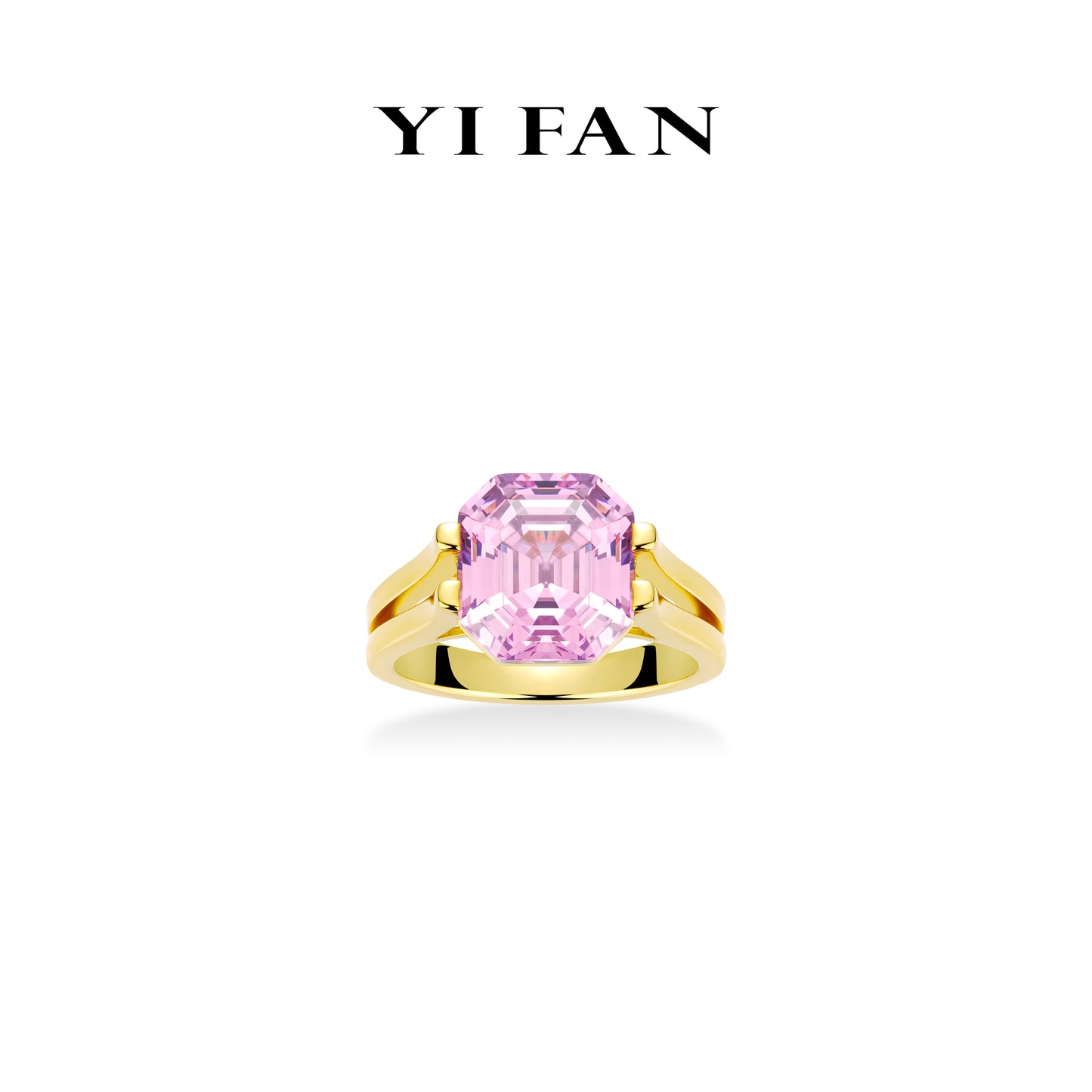 Mysterious Purple color collection: Luxury “Asscher-cut Rock” unique Golden-arm Ring (Unisex)