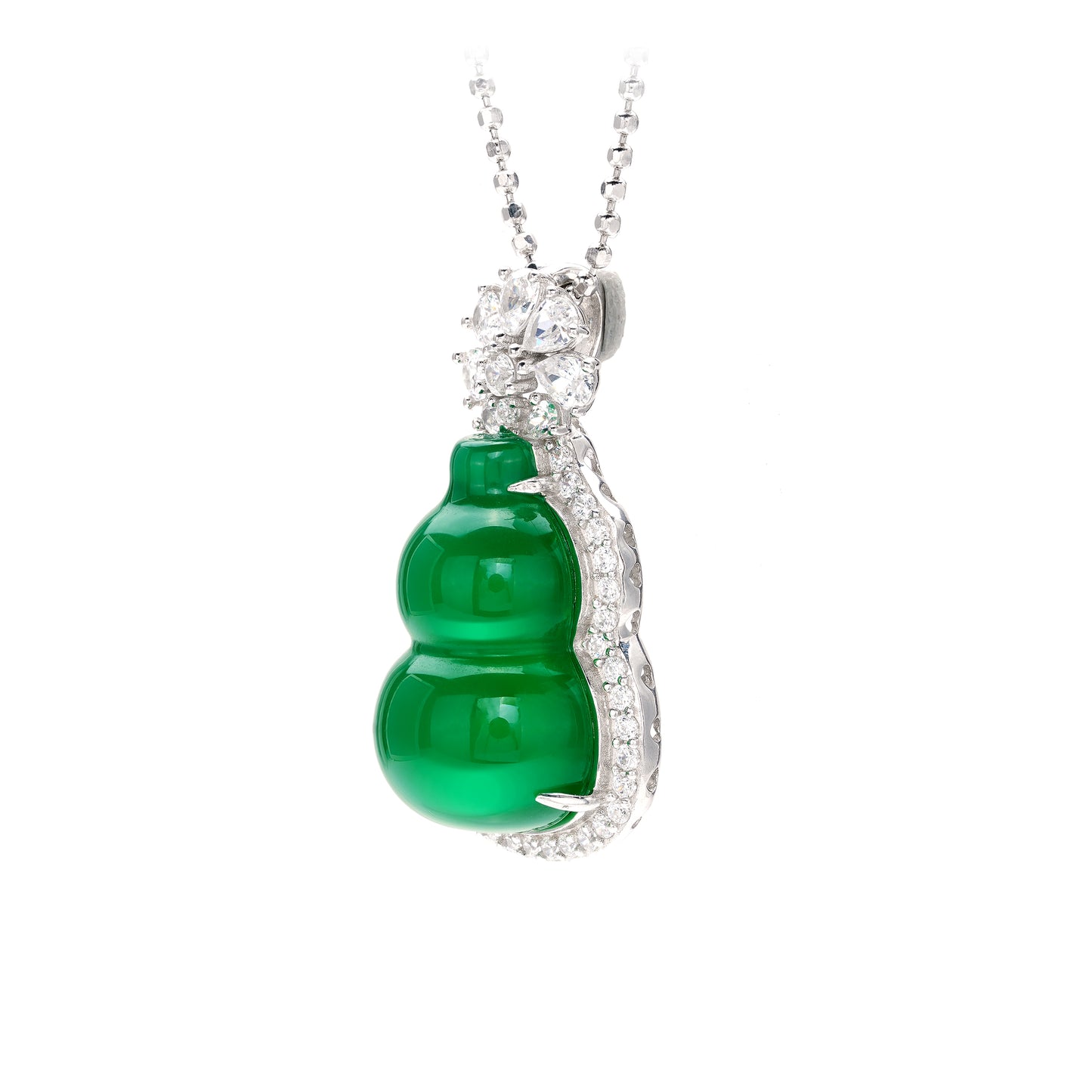 Promotion design:Green chalcedony Lucky "Hulu" flower Pendant