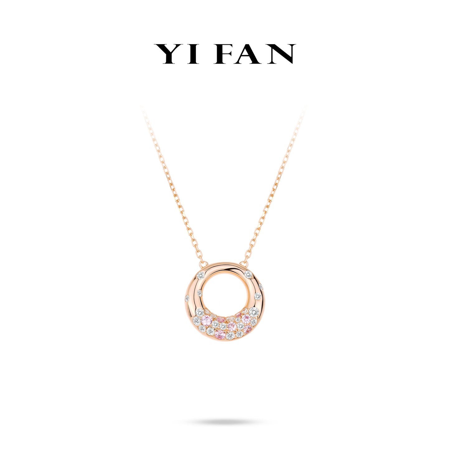 Rose-gold Fever collection: "Sakura Pink-White Moonlight" Unique Necklace