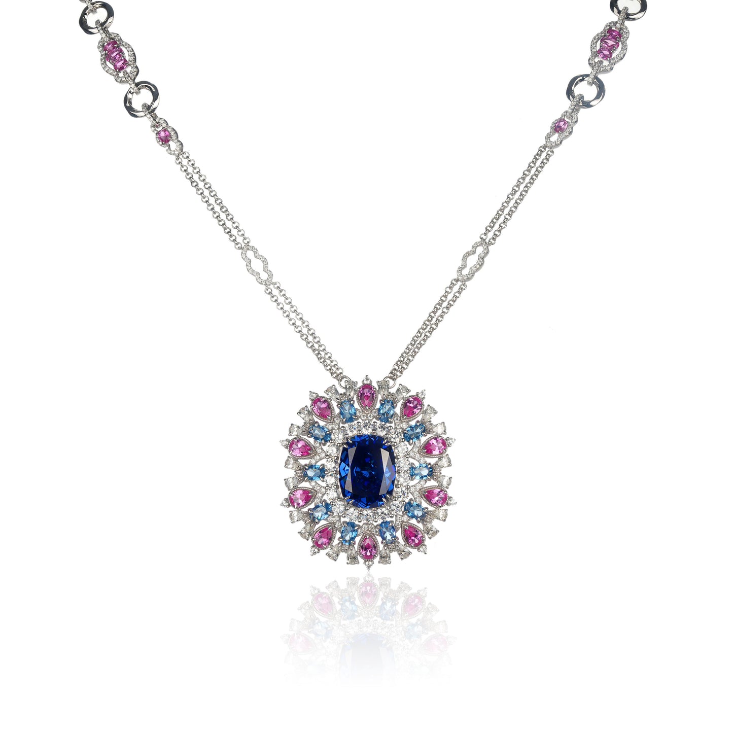 High Jewelry collection:Sapphire color “Rainbow” Long Necklace