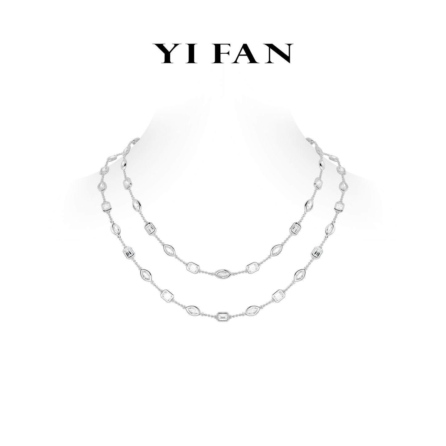 High Jewelry collection: Luxury Multi-purpose "Bezel unique Thin Emerald&Marquise-cuts" exquisite very Long-Necklace