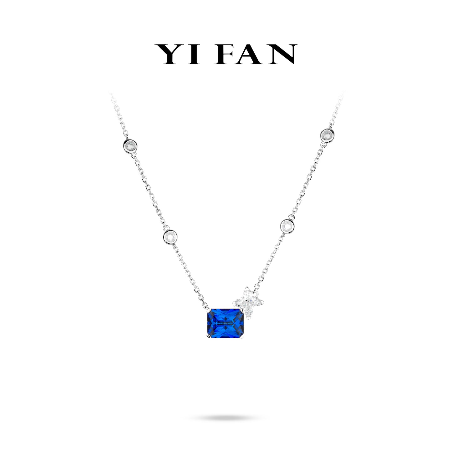 Sapphire Color collection: Modern "Deep-blue Ice Cube and Star" exquisite Necklace