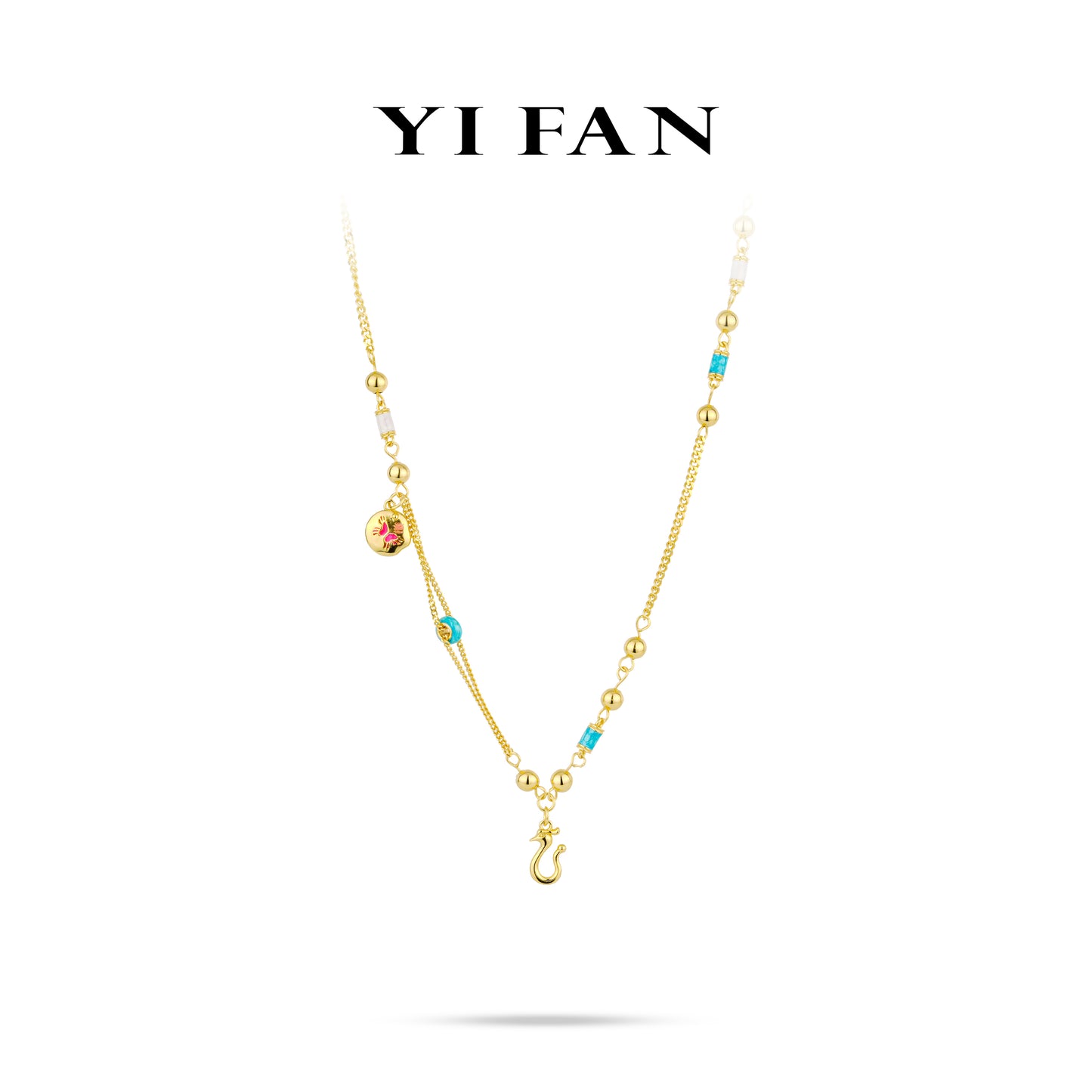 Animal collection: Modern Multi-purpose "Butterfly with Peacock adapter" detailed Ming fire enamel Necklace