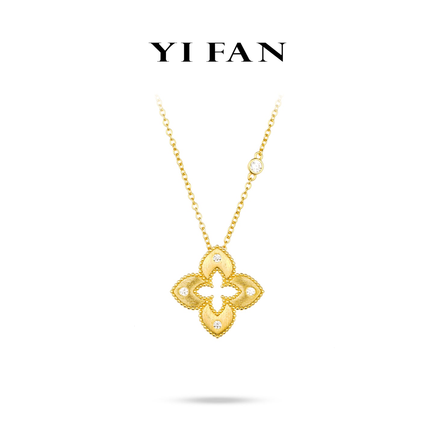 Golden time collection: Modern Brushed "Hollowed out Lucky Clover" Unique Pendant/Necklace (Unisex)