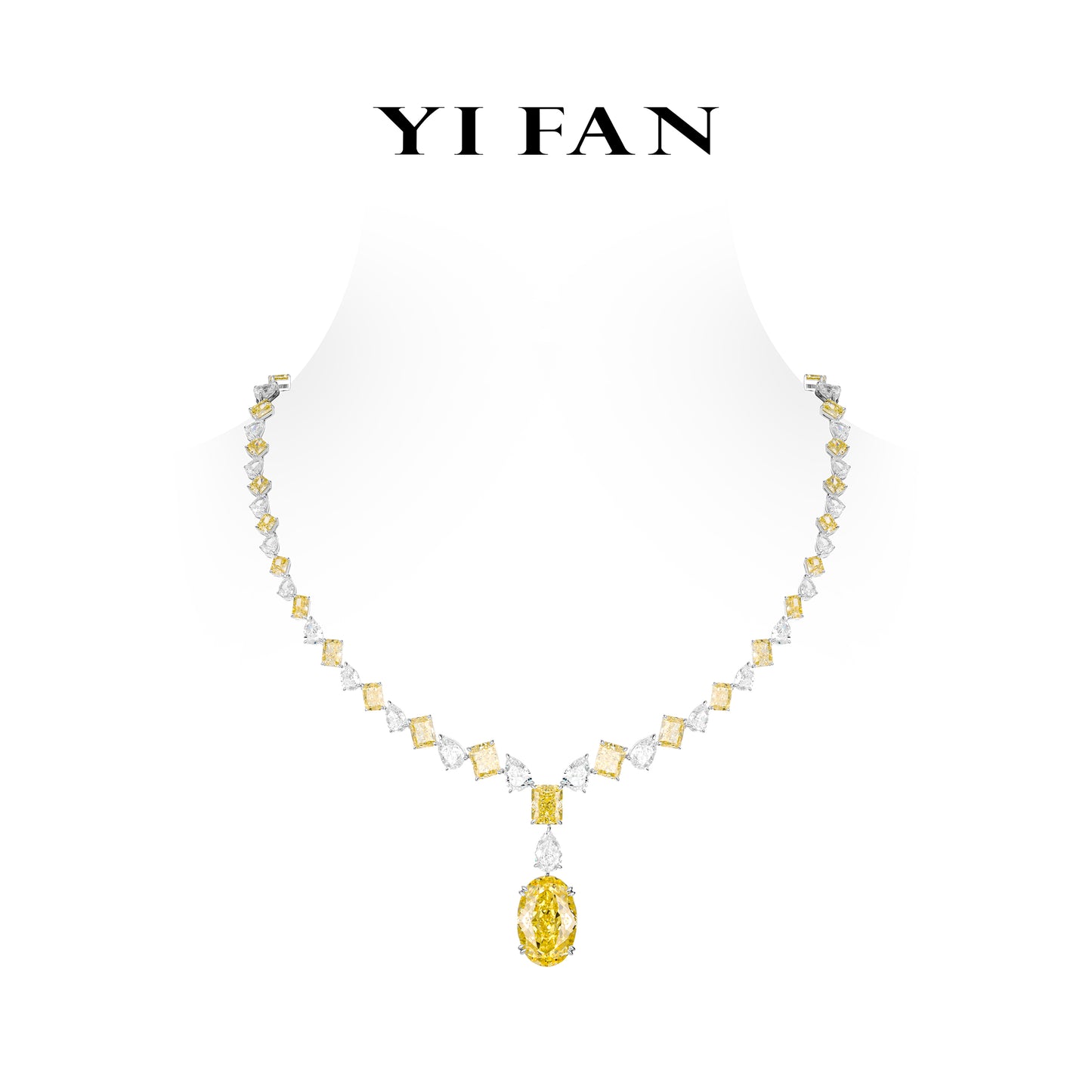 Pre-order Yellow Diamond color High Jewelry collection: Luxury “Icy G&Yellow Rocks Mixed-cuts” Necklace for Wedding/Banquet