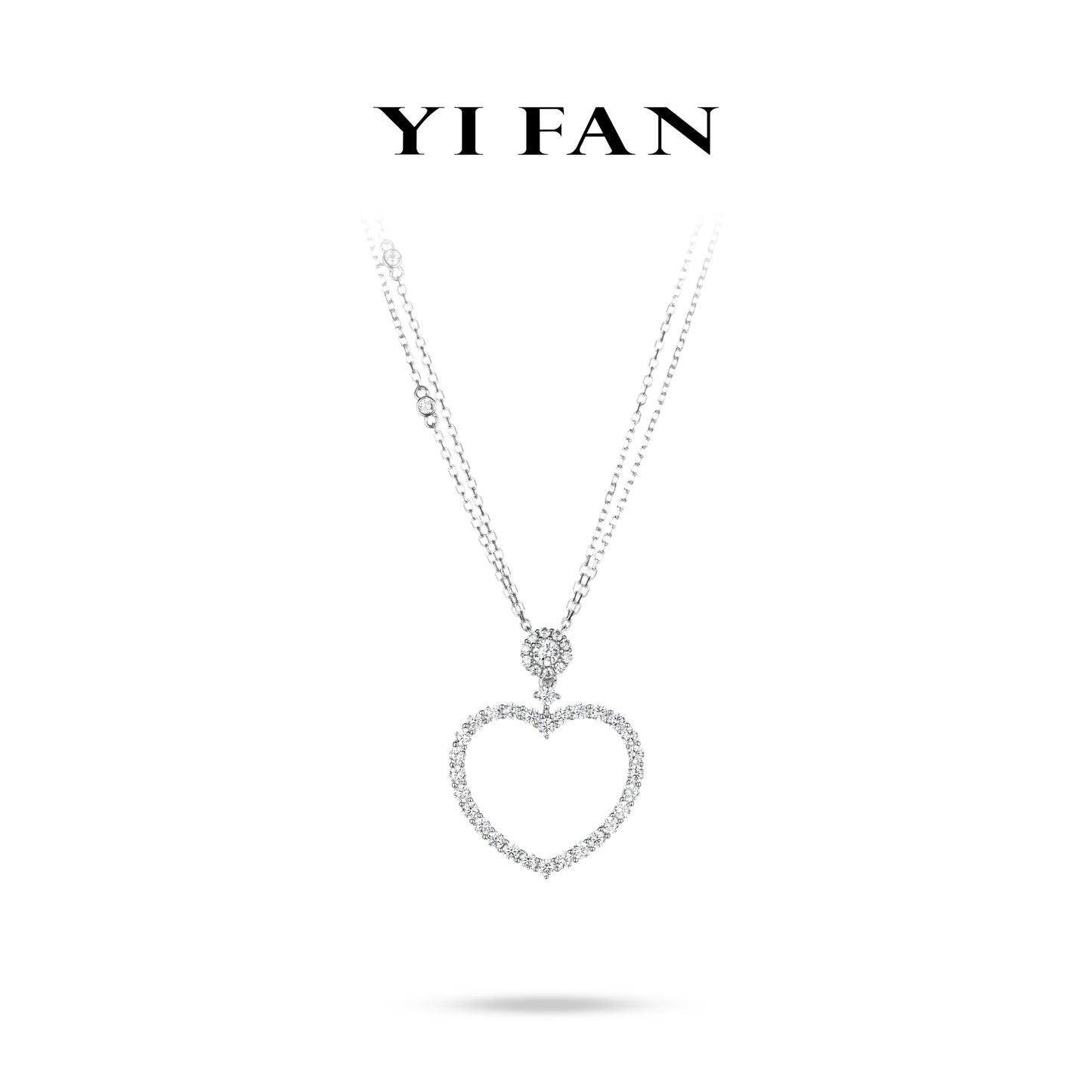 Romantic Heart Collection: Modern "Heartlit Sparkle" exquisite Double-chain Necklace