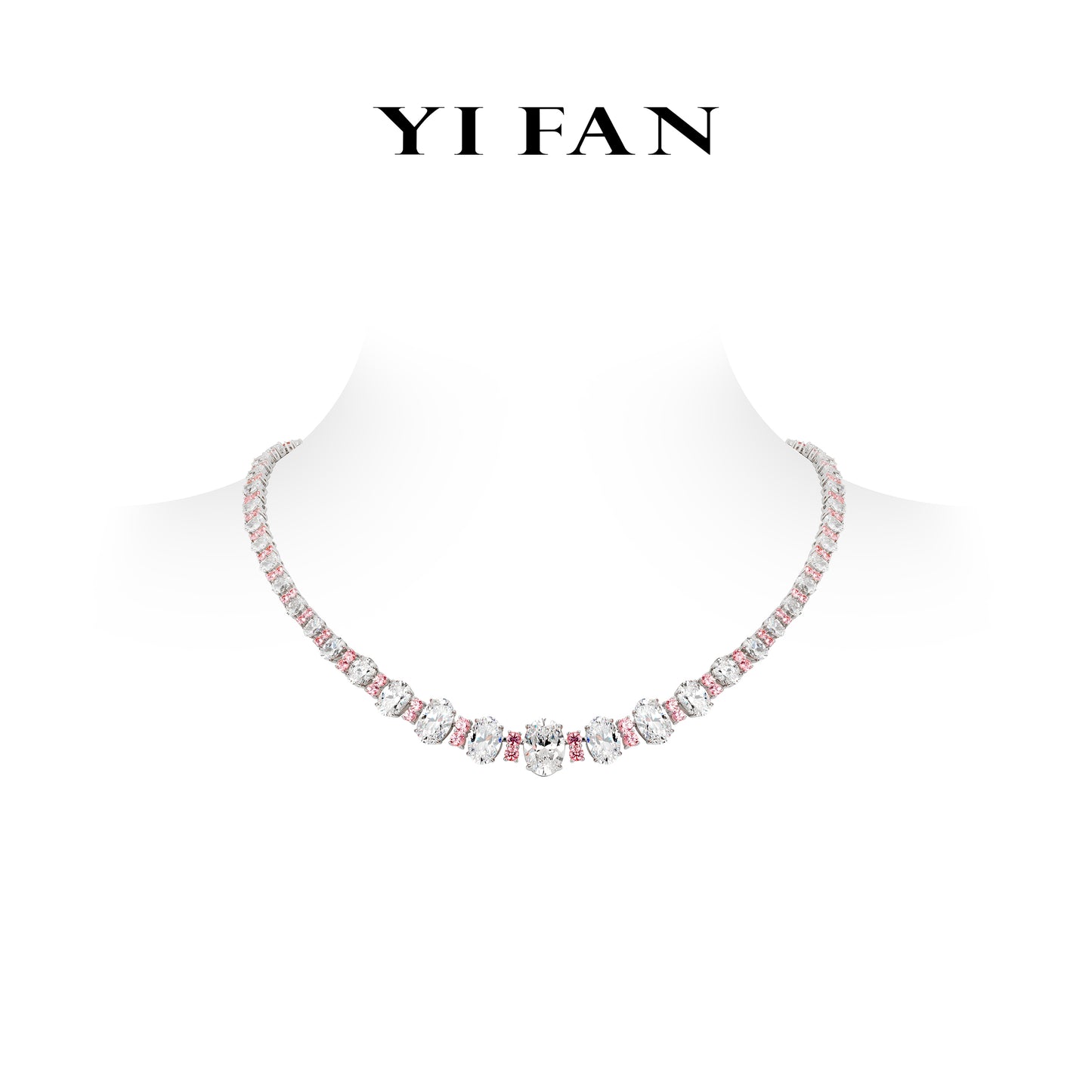 High Jewelry Lab Grown Padparadscha collection: Luxury “Aurora Bloom Brilliant&Oval-cut” exquisite Fine Jewelry Necklace