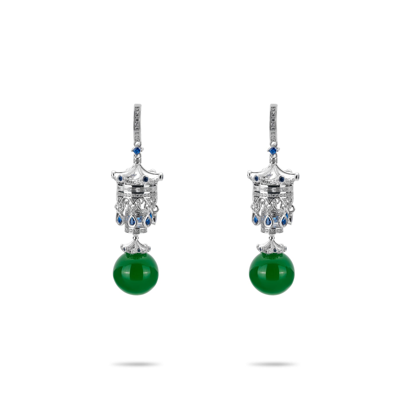 Limited edition:Green chalcedony beads "Palatial Tassel" Earrings