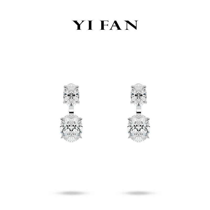 Pre-order Ethereal Sparkle Collection: Multi-purpose "Radiant Icy Dual Oval Sparkle" exquisite Earrings