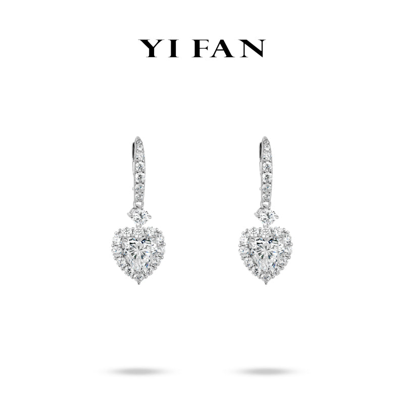 Pre-order Pure Radiance Collection: Modern "Icy Shining Love Heart" exquisite Dangle Earrings