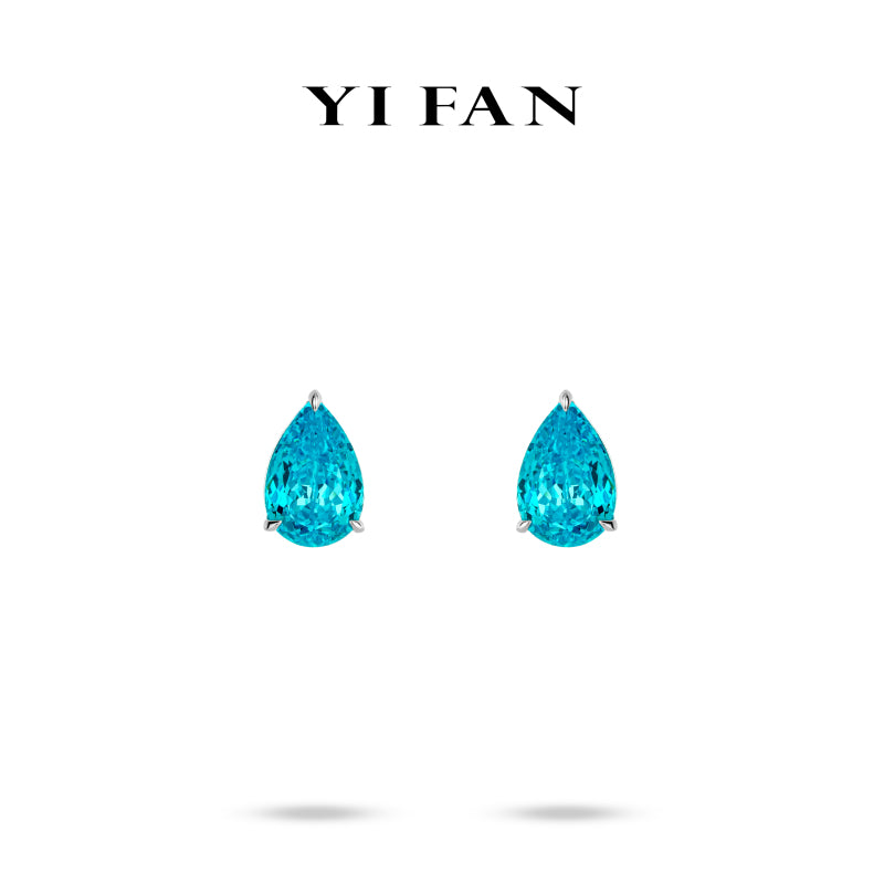 Paraíba Color collection: Timeless "Aqua Allure Oceanic Droplets" delicate Ear Studs