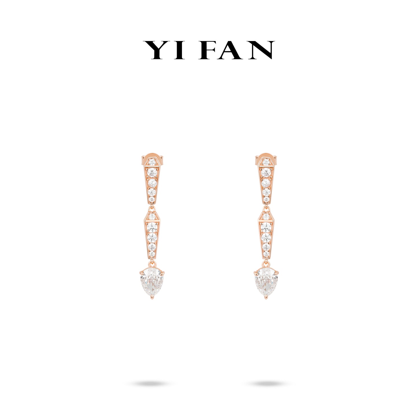 Rose-gold Fever collection: Modern "Dazzling Serpentine Water droplets" unique Dangle Earrings