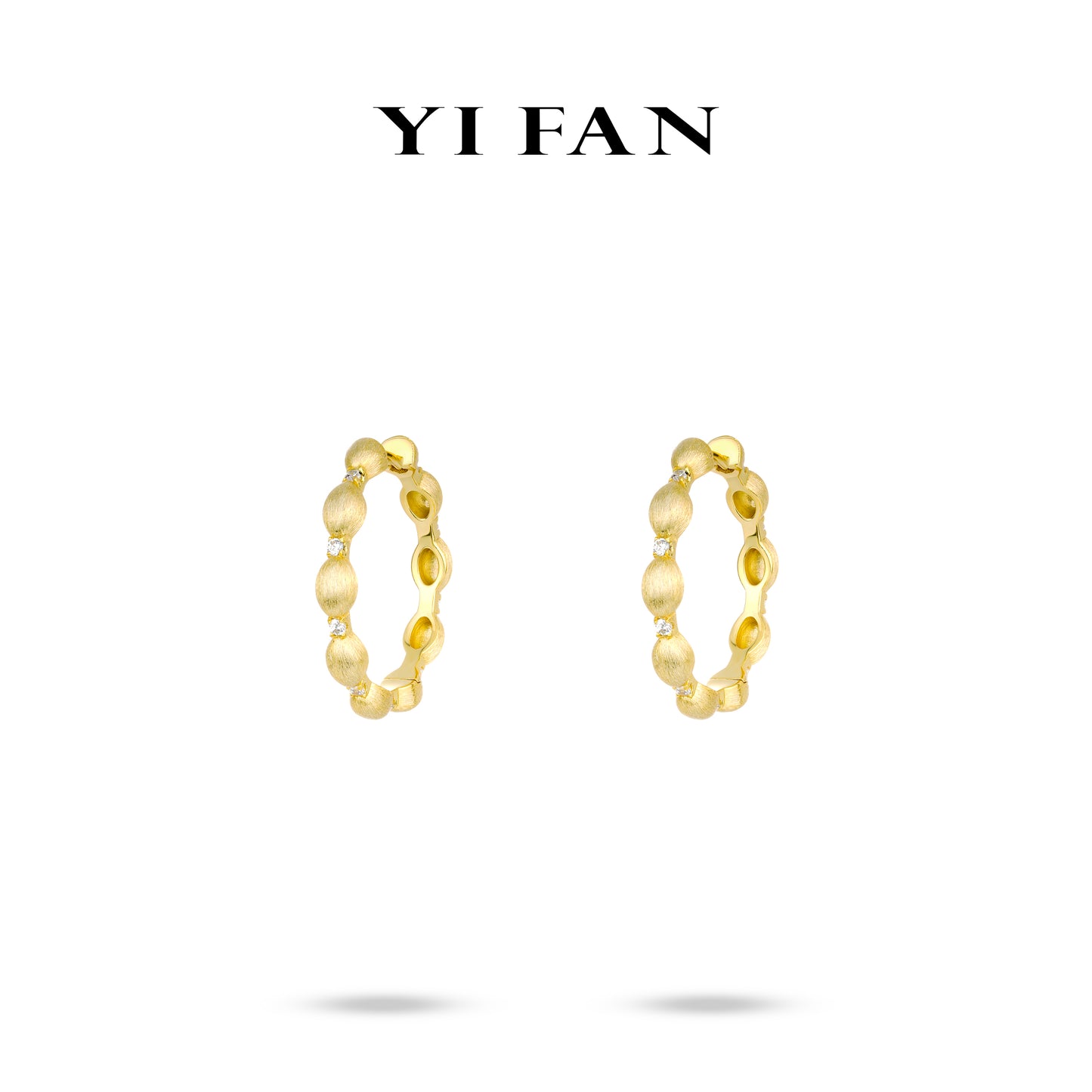 Golden time collection: Modern “Brushed Lucky Beans” detailed Hoop Earrings