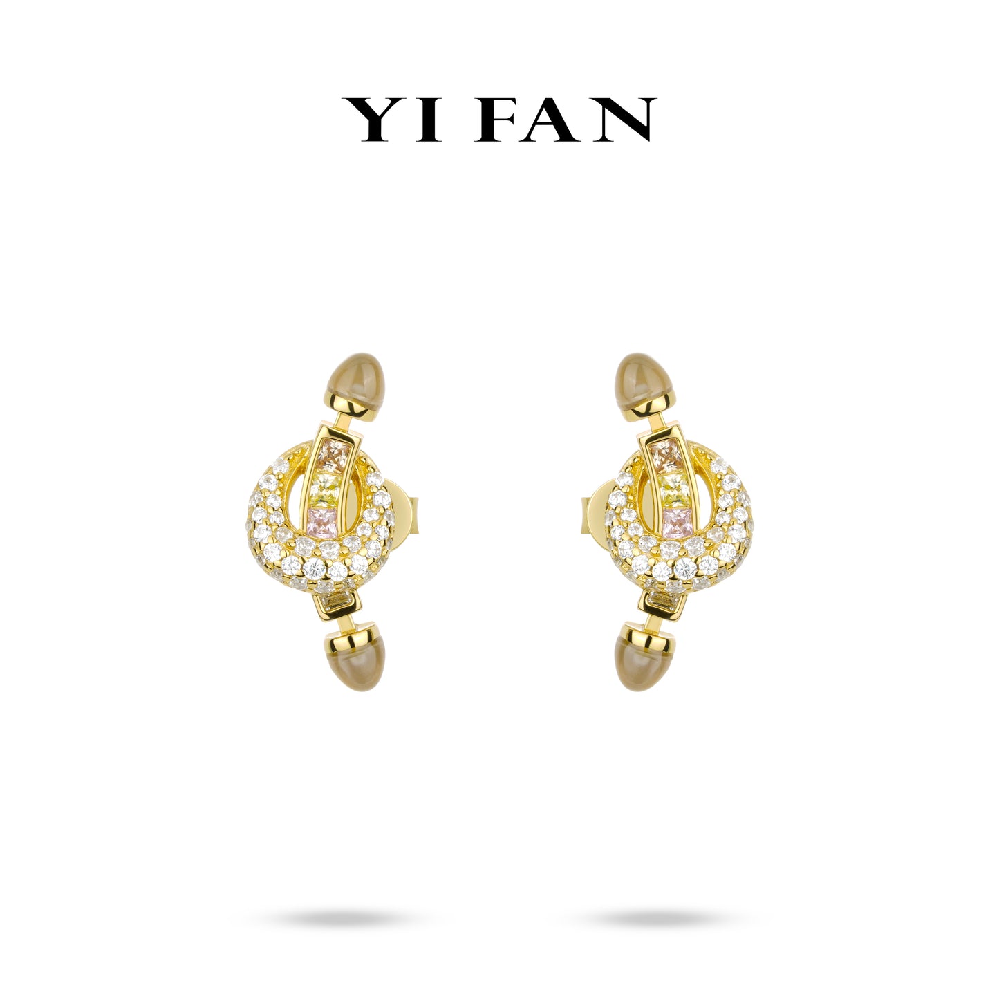 Luxe Link Collection: Modern “Golden Eternal Link Sparkle” detailed Earrings