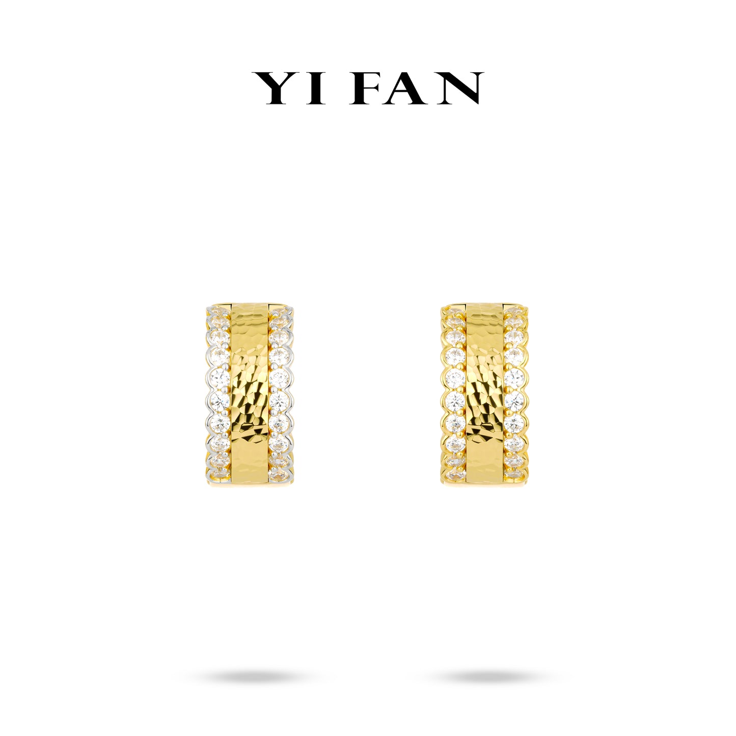 Pre-order Golden time collection: Modern "Shinny Hammer Texture Dazzling Brilliant Stars" detailed Hoop Earrings