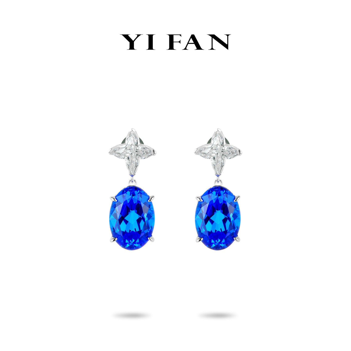 Lab Grown Spinel "Blue Goblin" collection: Luxury "Azure Bloom Sparkle" exquisite Dangle Earrings