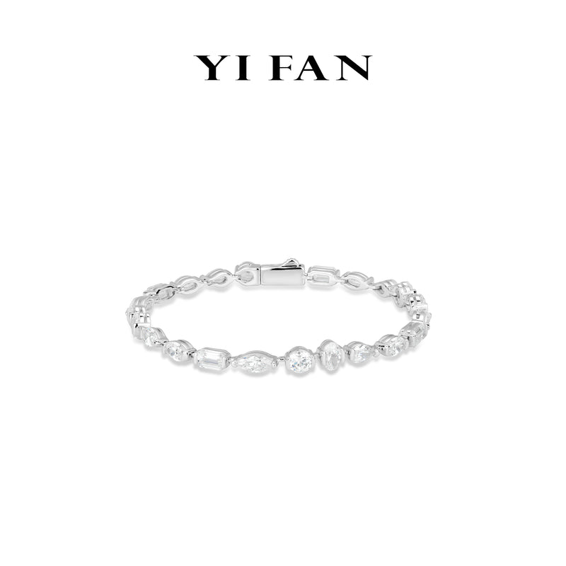 Minimalist collection: Modern"Brilliant Marquise-Round-Oval-Tear-Emerald Cuts" detailed Tennis Bracelet