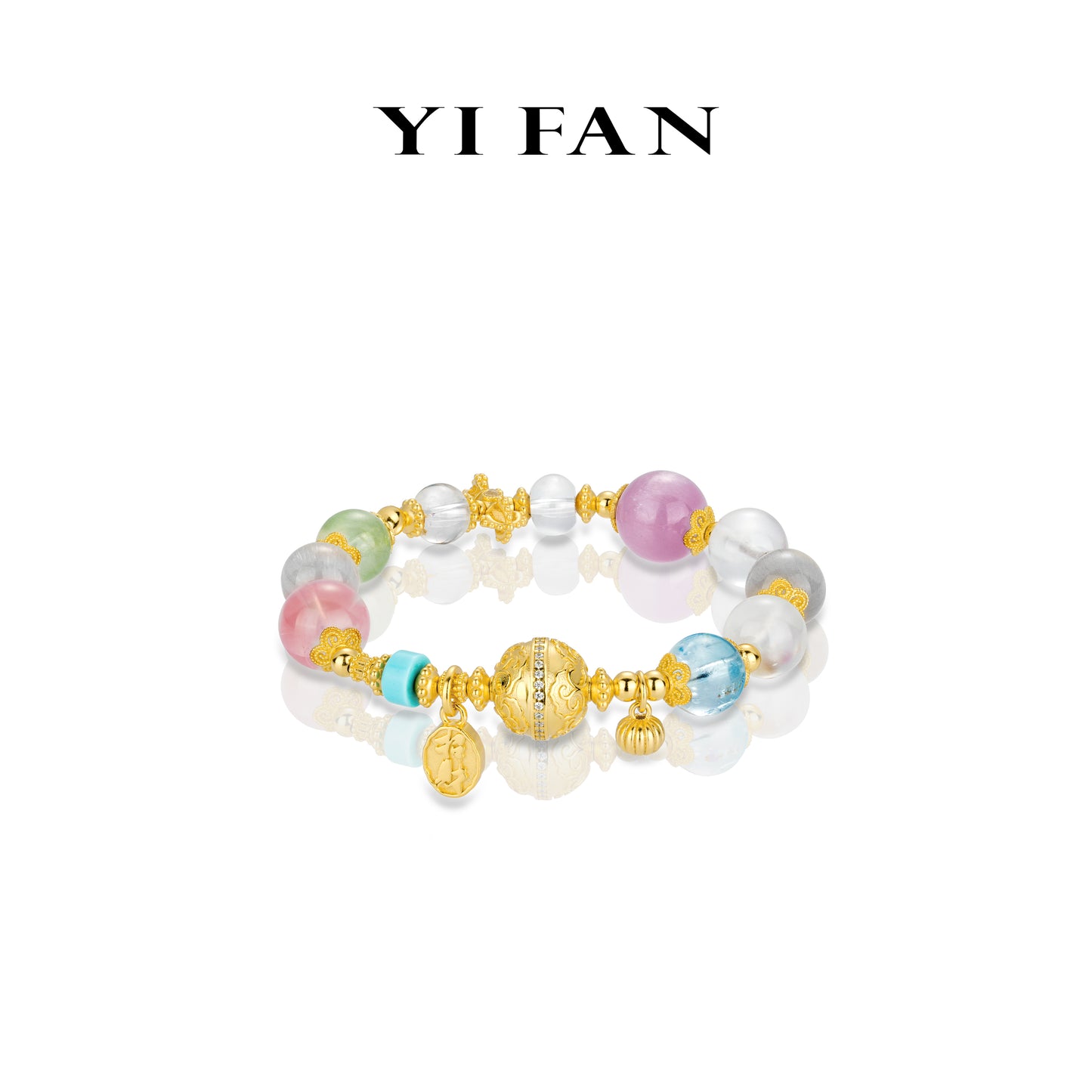 Pre-order High Jewelry collection: Luxury "Golden Rainbow Gem Delight Fantasy" unique elastic Bracelet