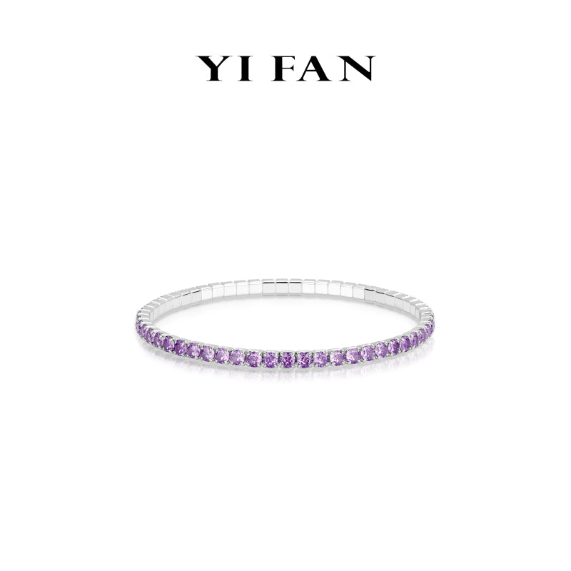 Elastic Silver Grace Collection:Modern “Brilliant Lavender Purple” detailed Elastic Bracelet