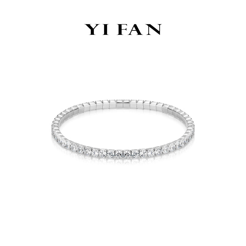 Elastic Silver Grace Collection:Modern “Brilliant Stars” detailed Elastic Bracelet