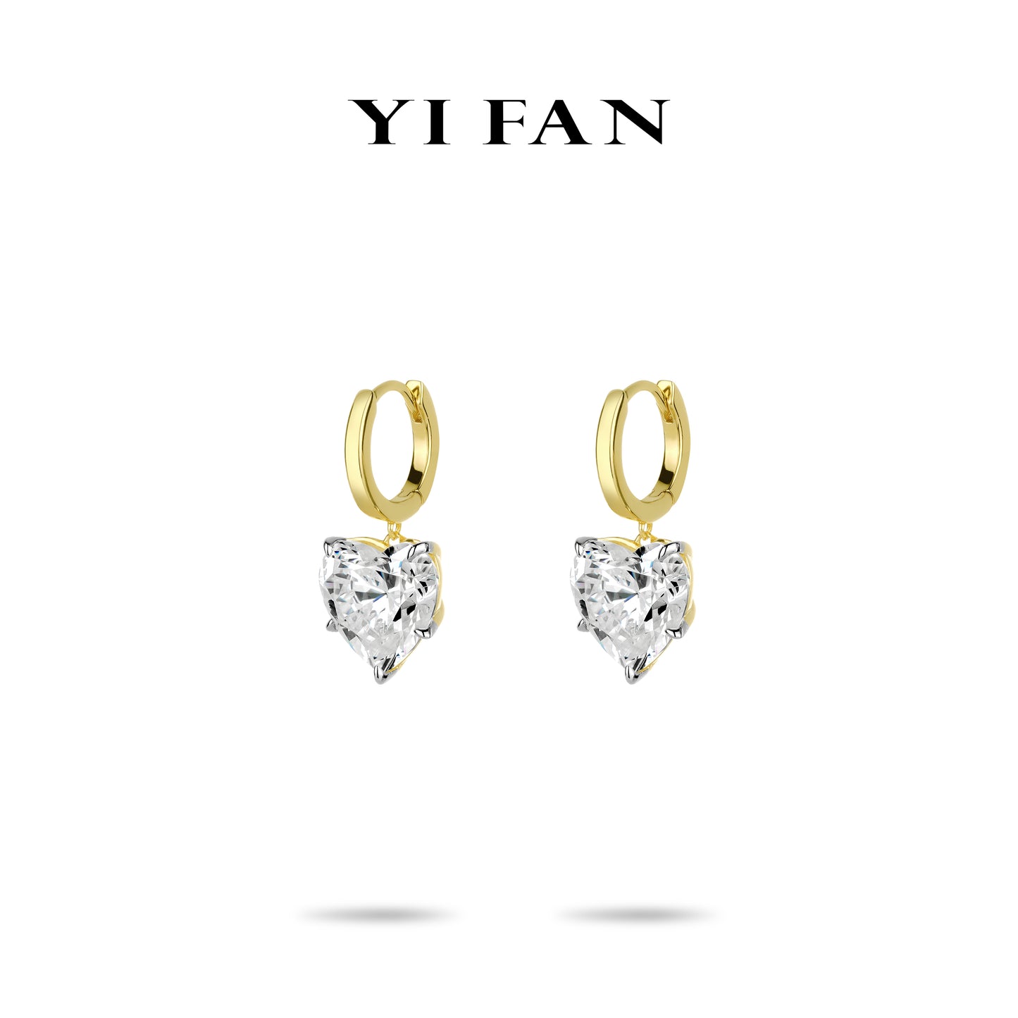 Gilded Luminance Collection: Modern "Golden Heartlight Drop" delicate Hoop Earrings