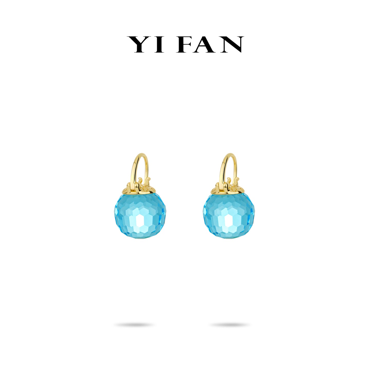 Aquamarine color collection: Modern "Aqua Allure Oceanic Orb" detailed Drop Earrings