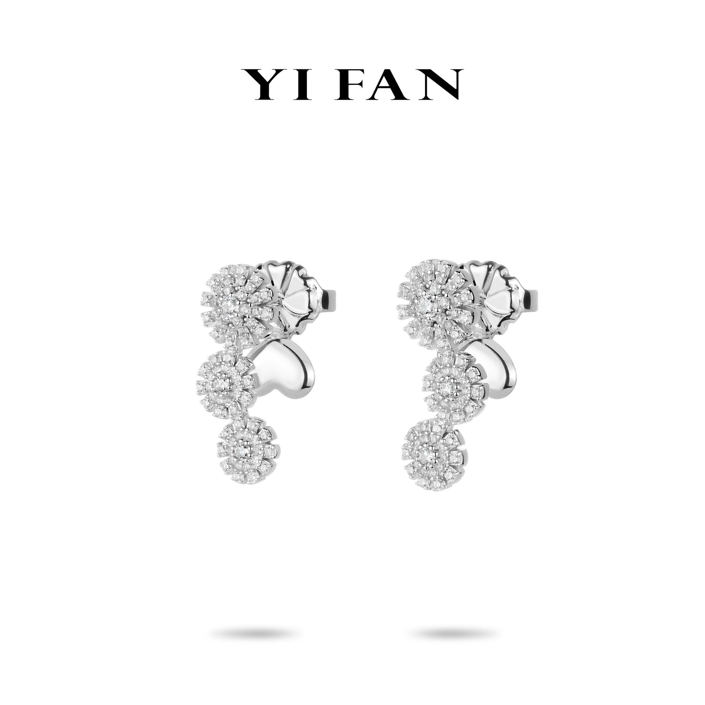 Bloom & Gleam Collection: Modern "Celestial Bloom Ensemble" exquisite Earrings with unique heart-themed stoppers