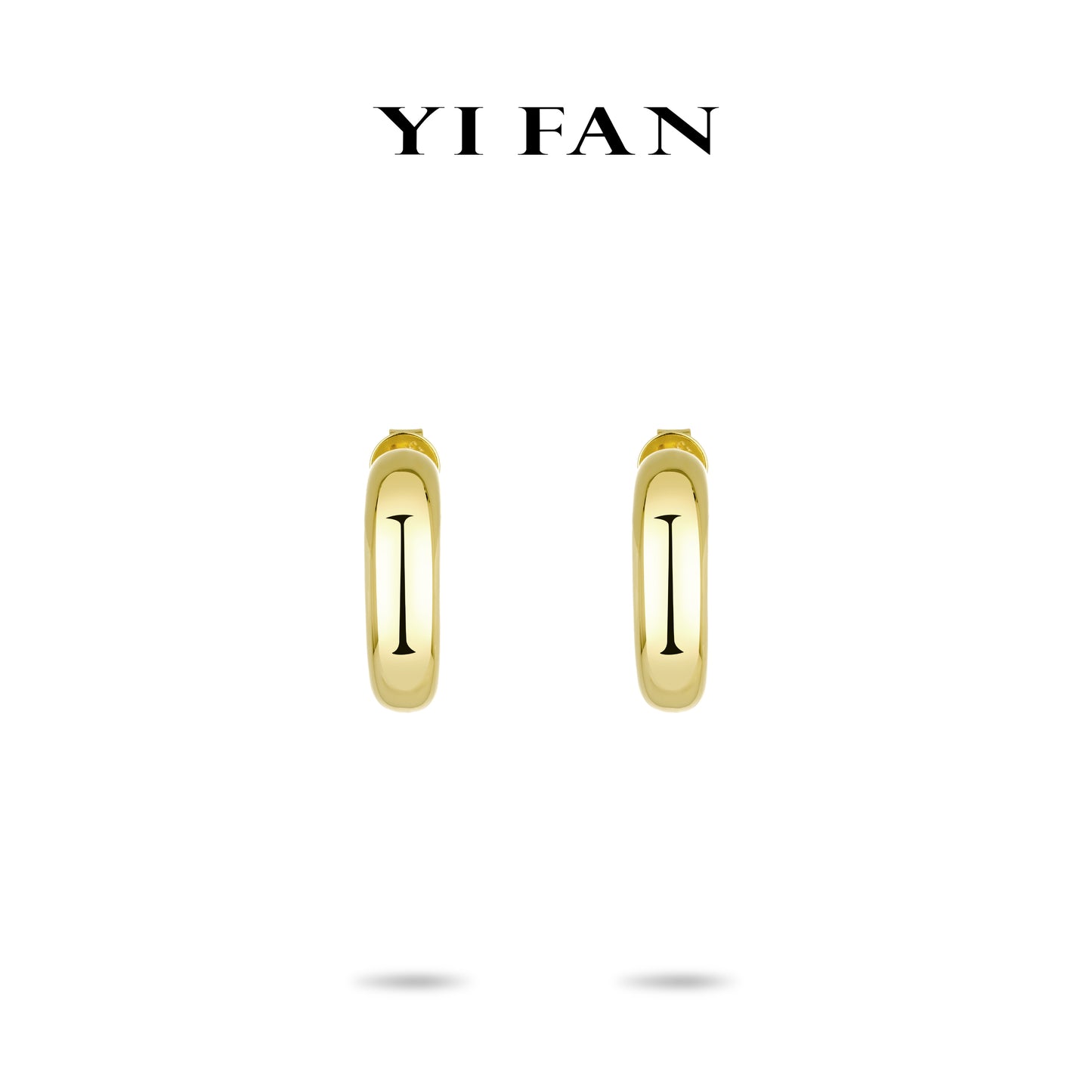 Modern Gold Sculpture Collection: Golden "Lustrous Curve" exquisite hoop Earrings