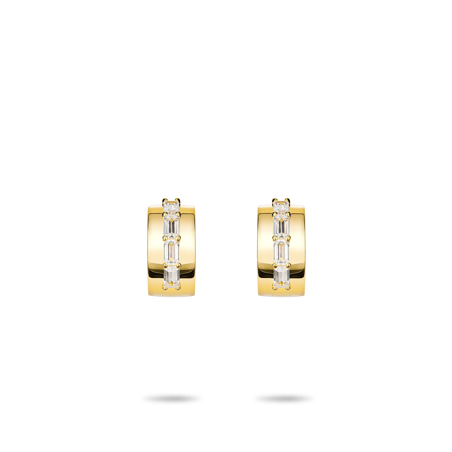 Golden time collection: Modern "Emerald-cut Lovers" detailed Earrings (Unisex)