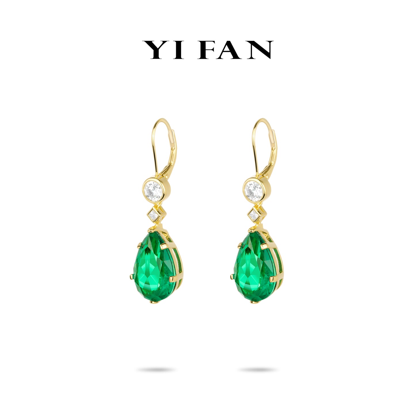 Emerald Color collection: Modern "Golden Green Drops of Vitality" exquisite Dangle Earrings