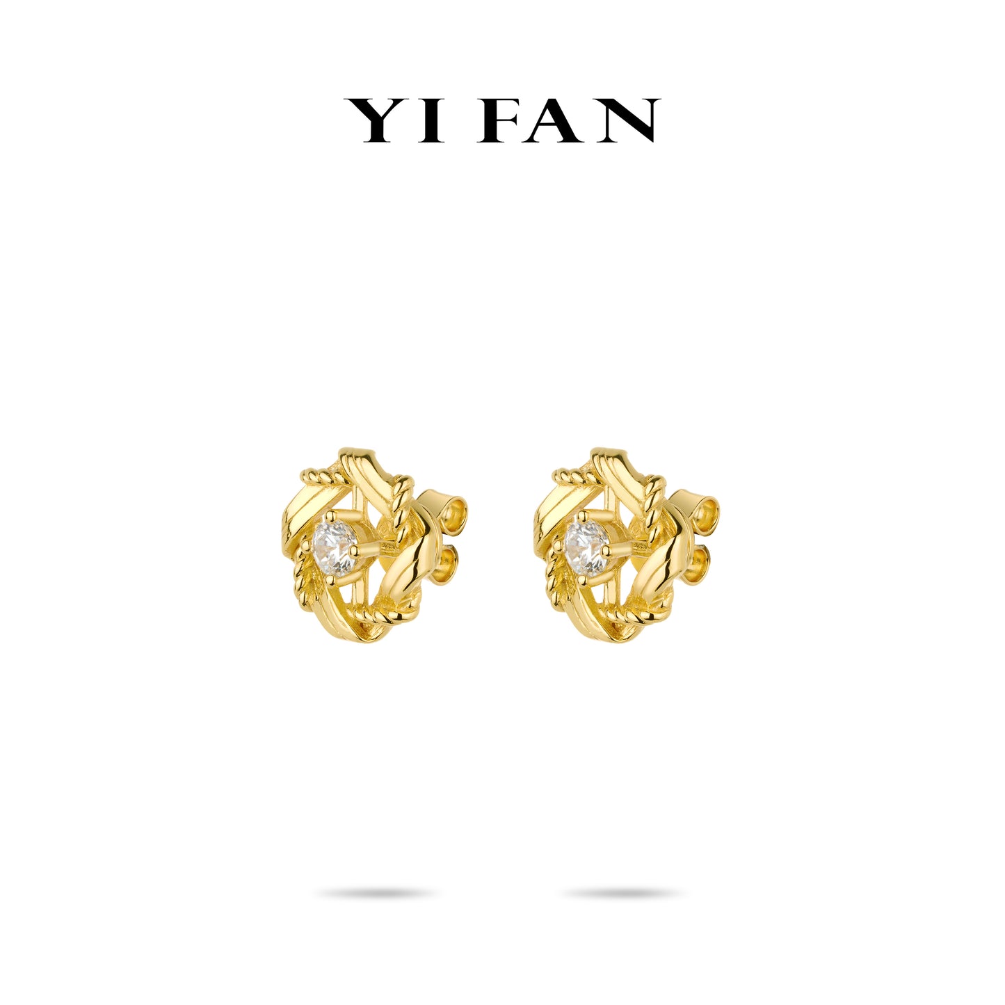 Geometric Luxe Collection: Modern “Golden Orbit Sparkle” delicate Ear Studs