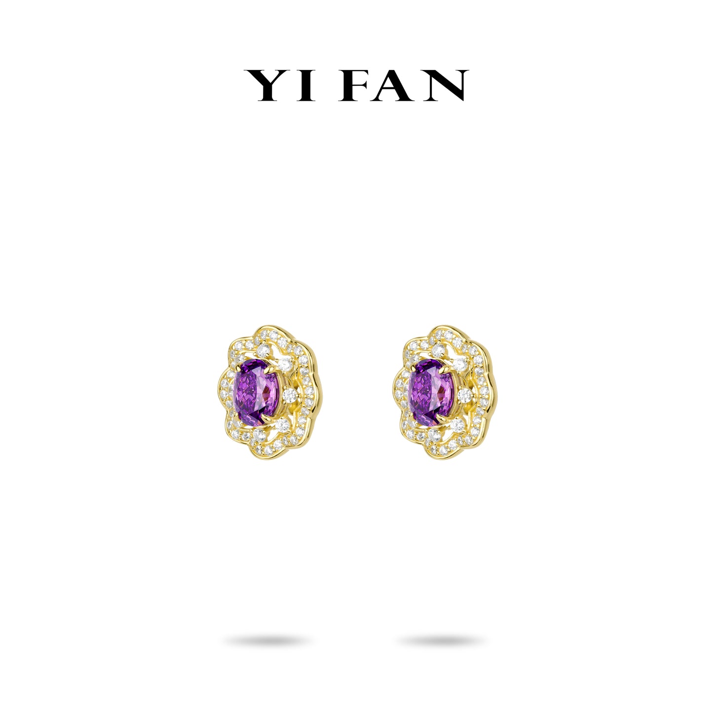 Mysterious Purple-diamond color collection: Golden “Purple Glow in Glimmer Midnight” unique Earrings