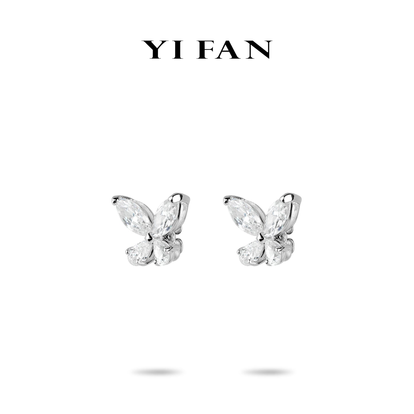 Welfare Exclusive Animal collection: Modern "Marquise & Pear cuts Brilliant Butterflies" delicate Ear Studs