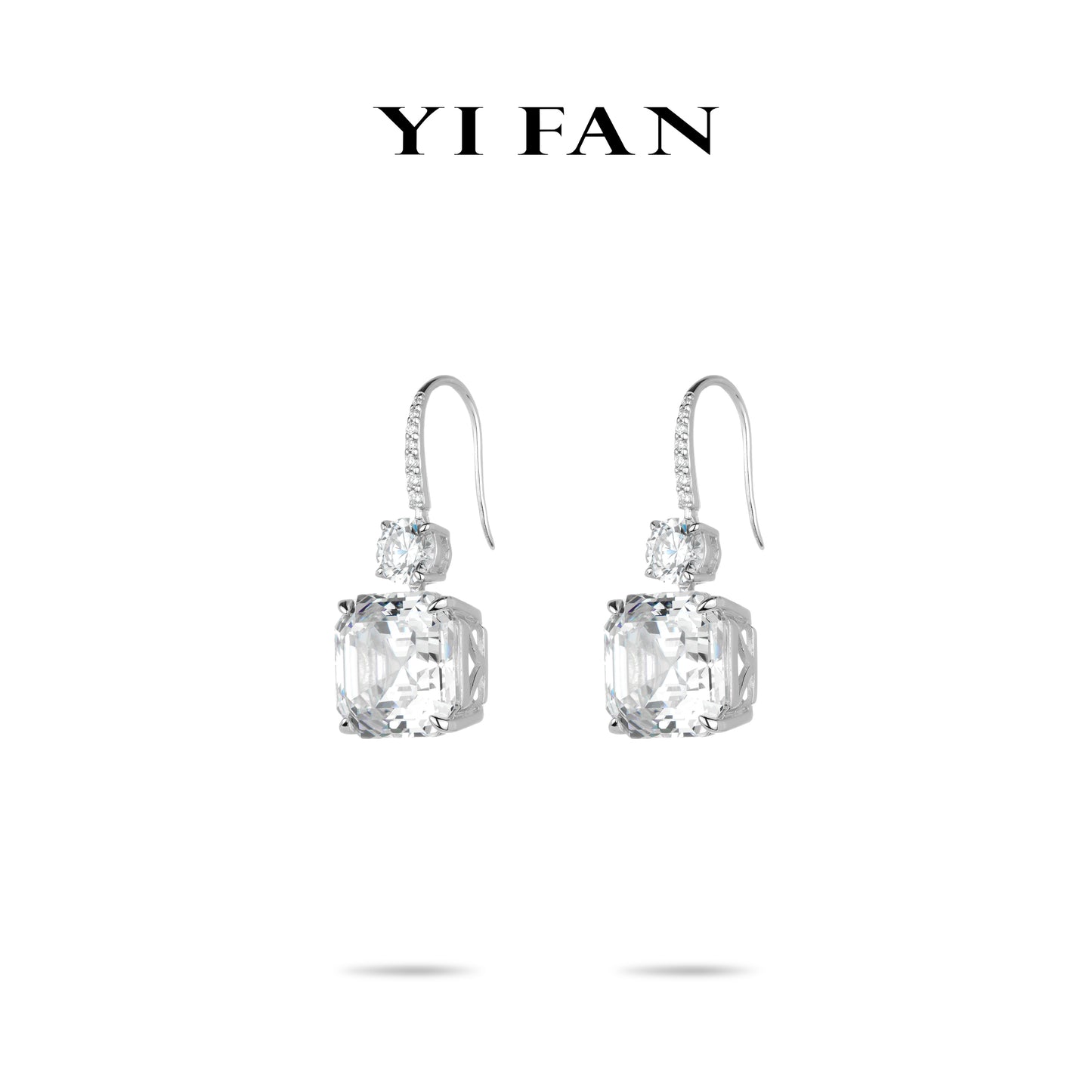 Wedding collection: Modern "Brilliant Asscher-cut Rocks" exquisite Dangle Earrings