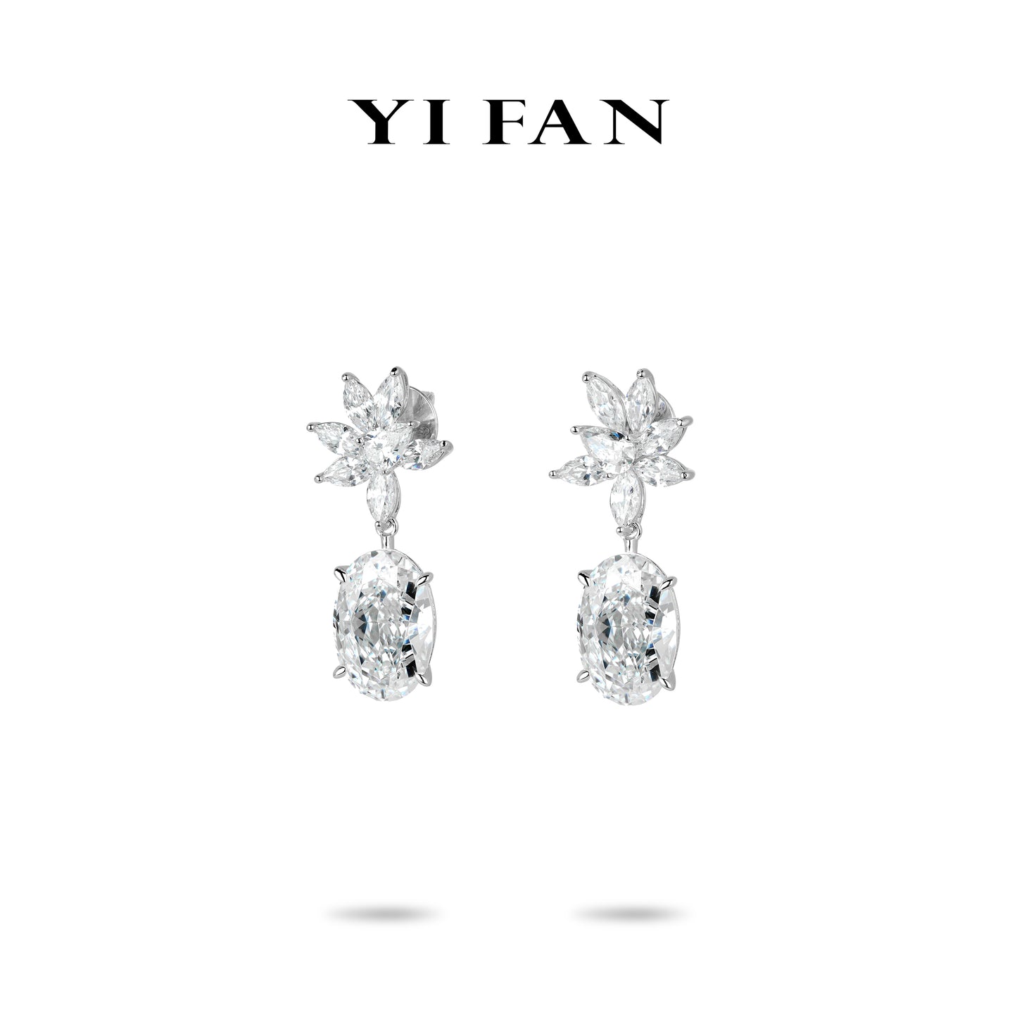 High Jewelry collection: Glamorous "Lotus Embrace Icy Oval Sparkle" exquisite Dangle Earrings