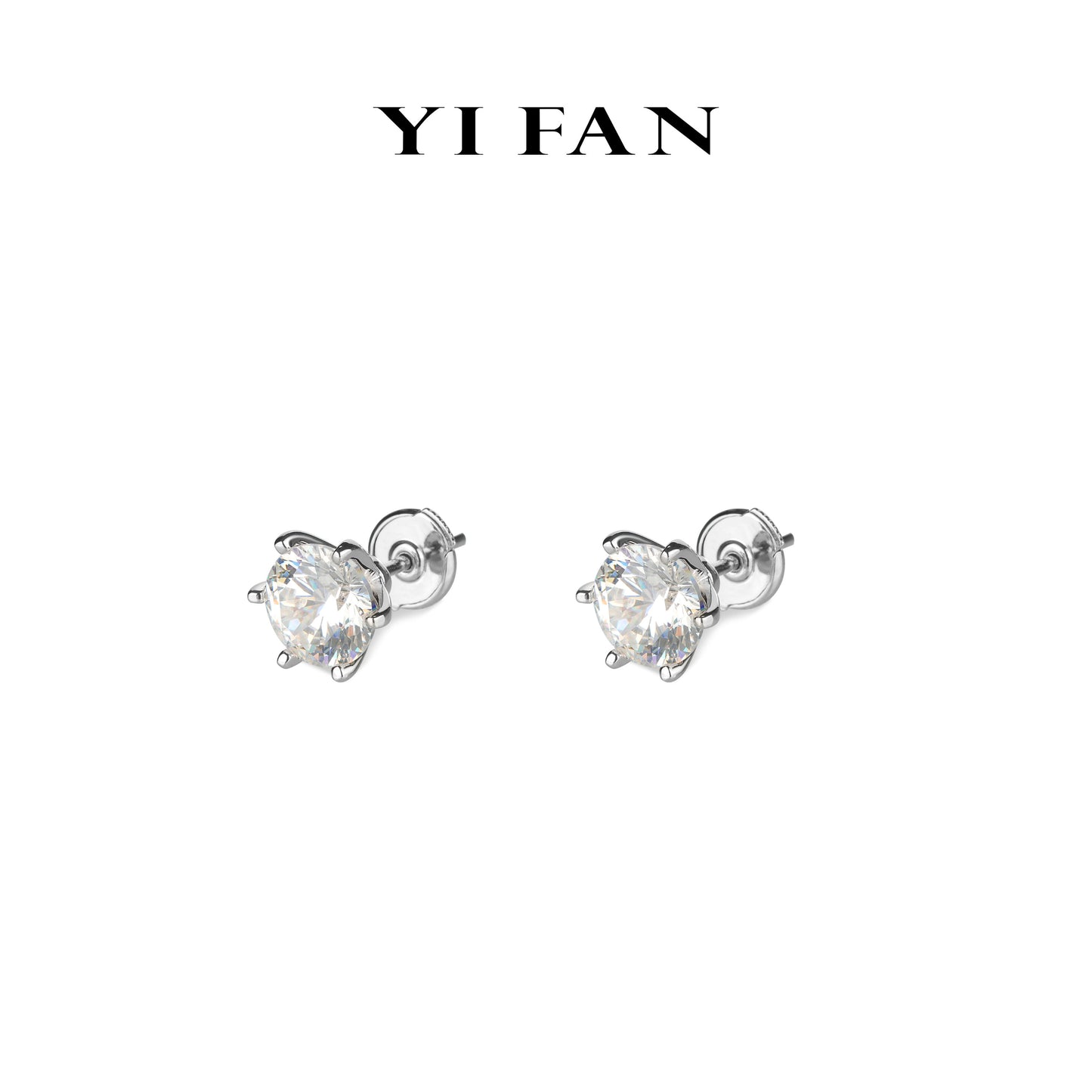 Wedding collection: Brilliant G color "Parisian Stars" delicate Ear Studs with UFO earback (Unisex)