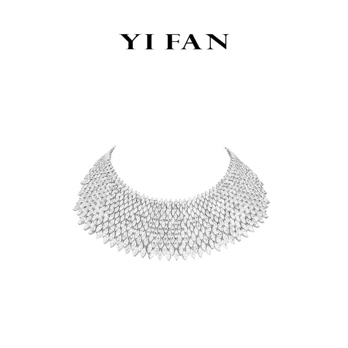Pre-order High Jewelry Collection: Luxury "Diamond Cascade Symphony " detailed Banquet Gala Necklace