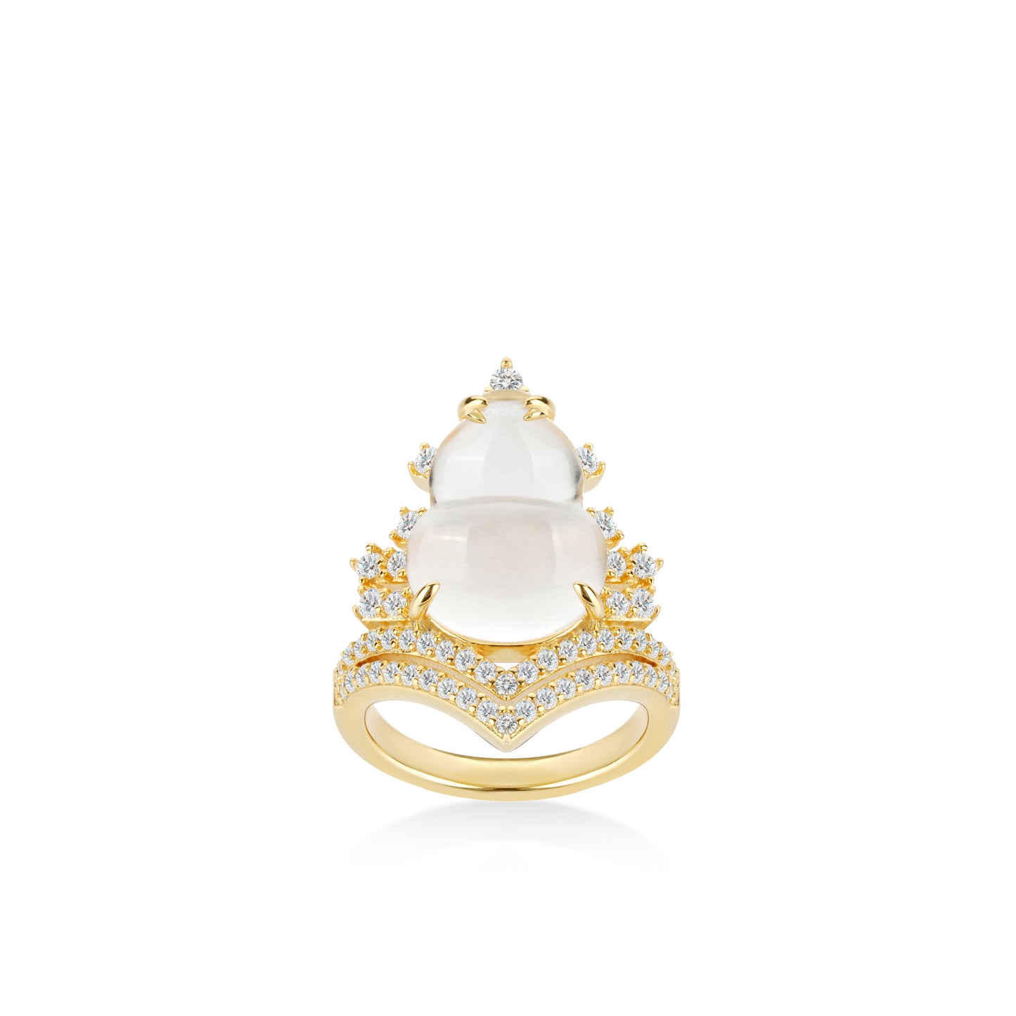 Golden time collection: Icy Jade Bottle gourd "Hulu Crown" Ring
