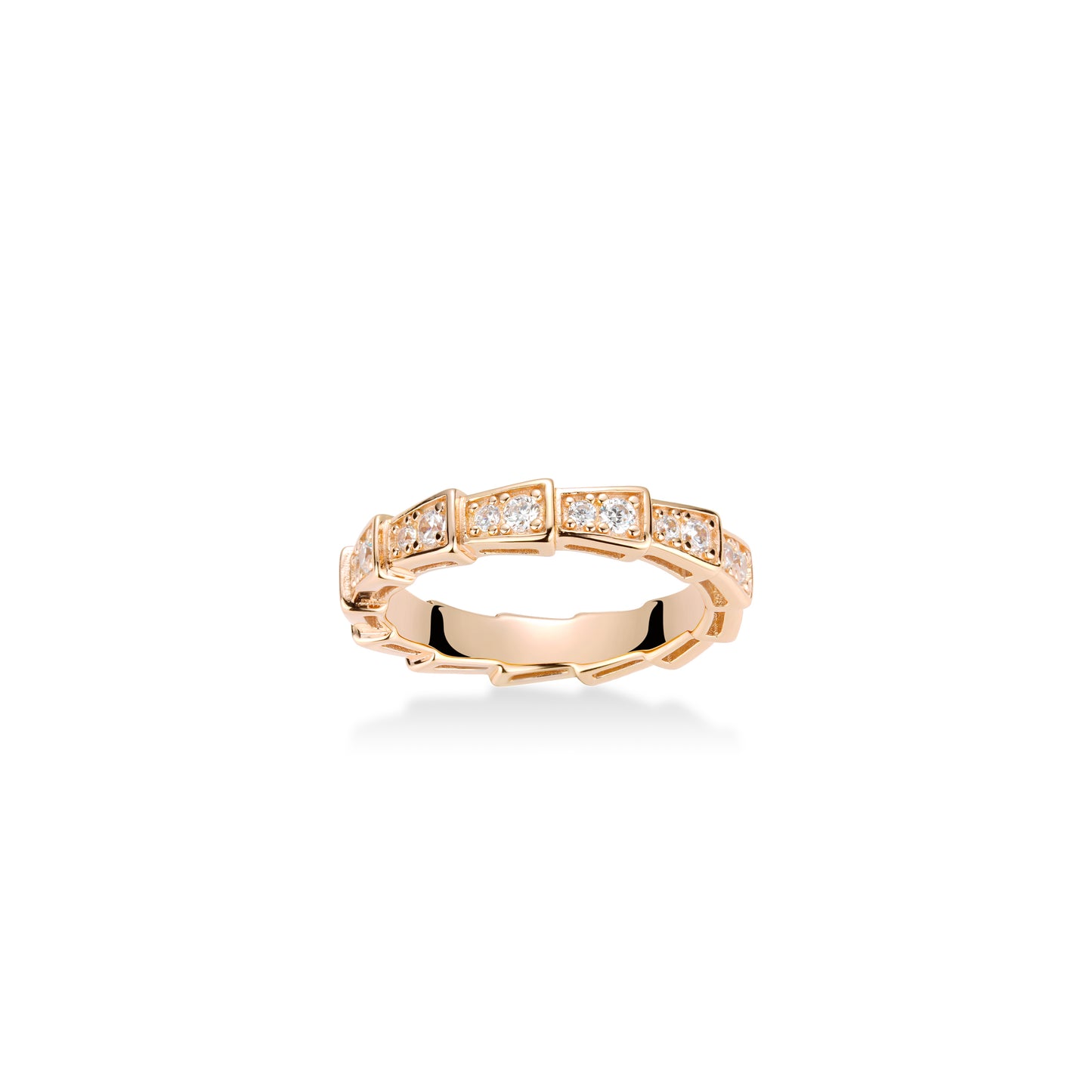 Rose-gold Fever collection: Modern "Serpent pattern" detailed Eternity Ring