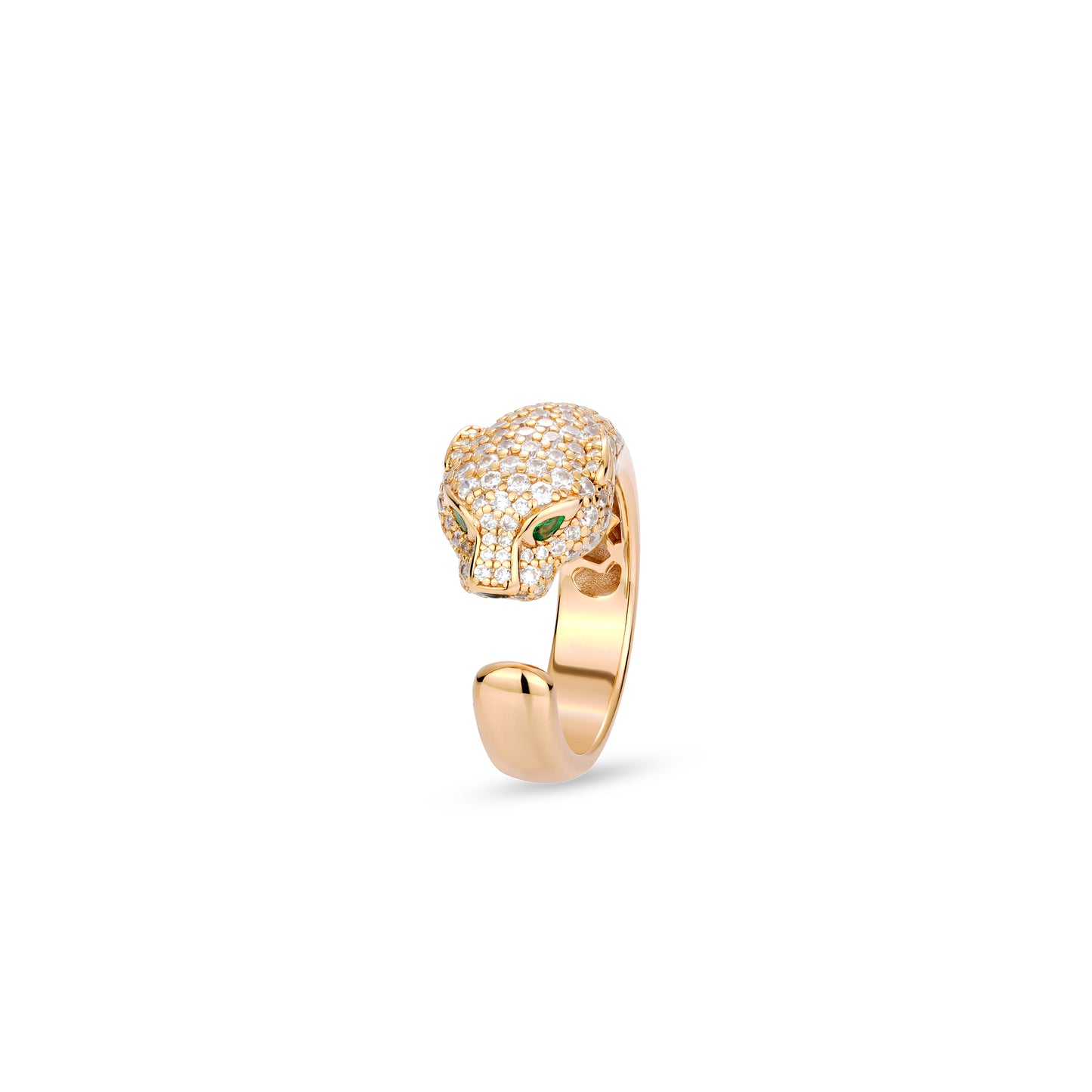 Animal collection: Luxury "Dazzling Champagne Golden Leopard" detailed Open Ring
