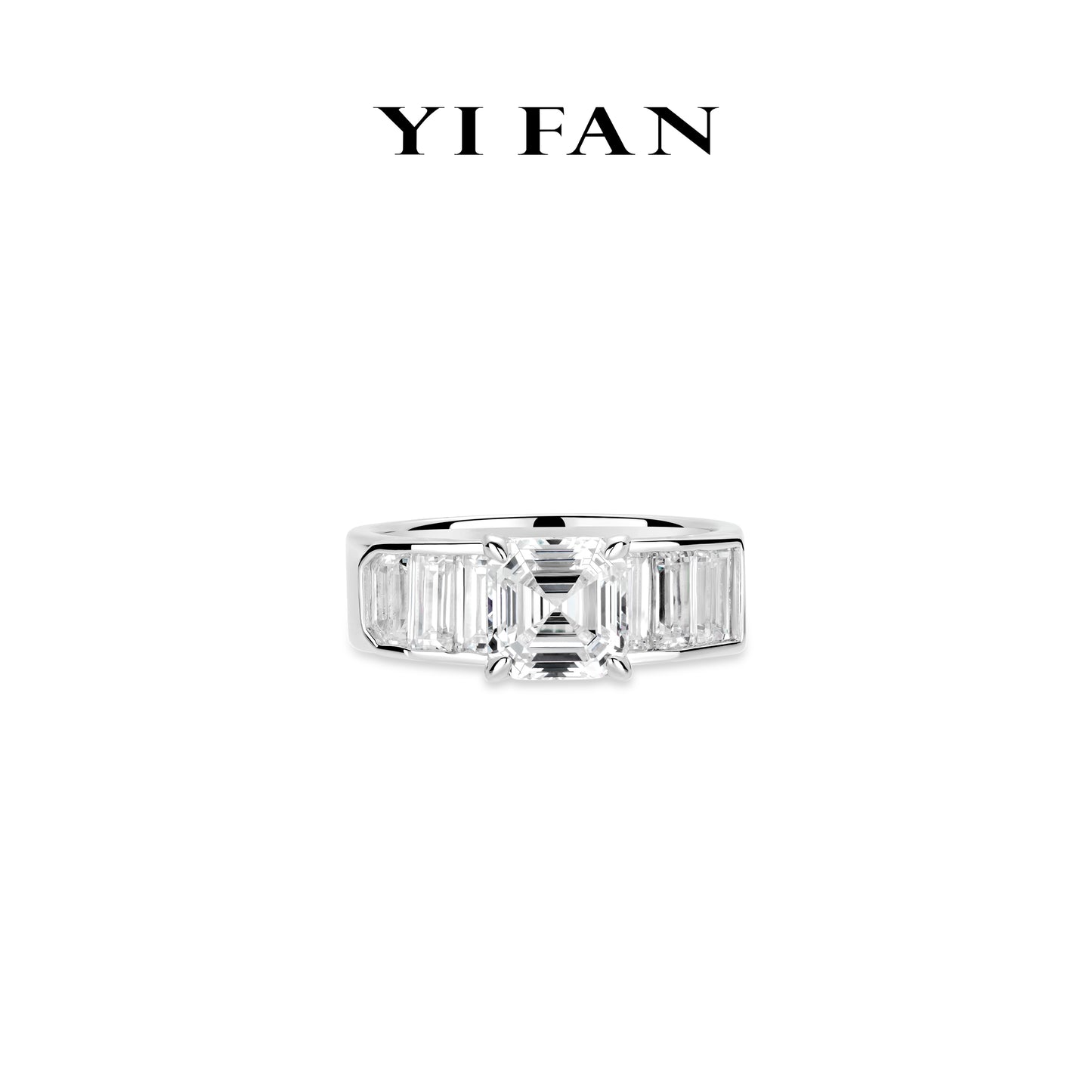 Wedding collection: Modern "Brilliant Asscher-cut" detailed Engagement/Wedding Ring(Unisex))