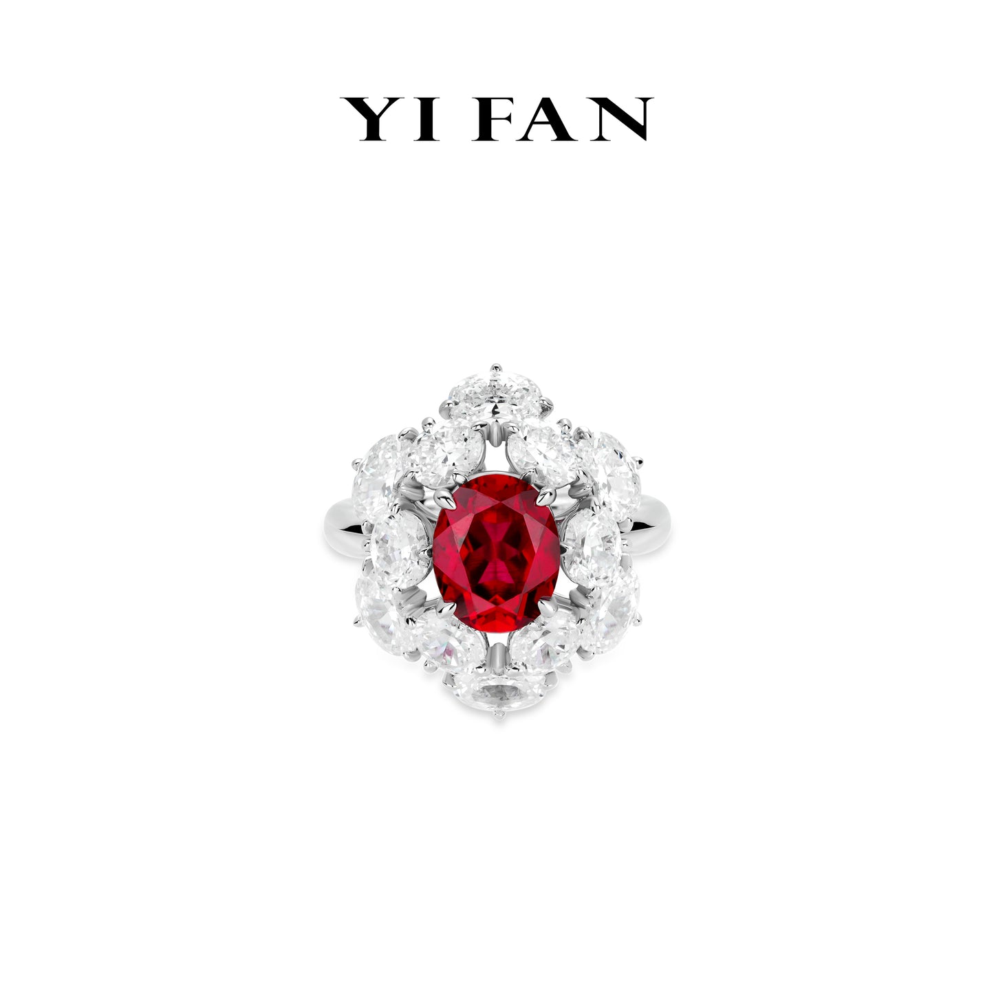 Ruby Color collection: Modern "Ancora Red Pigeon-Egg" detailed Ring