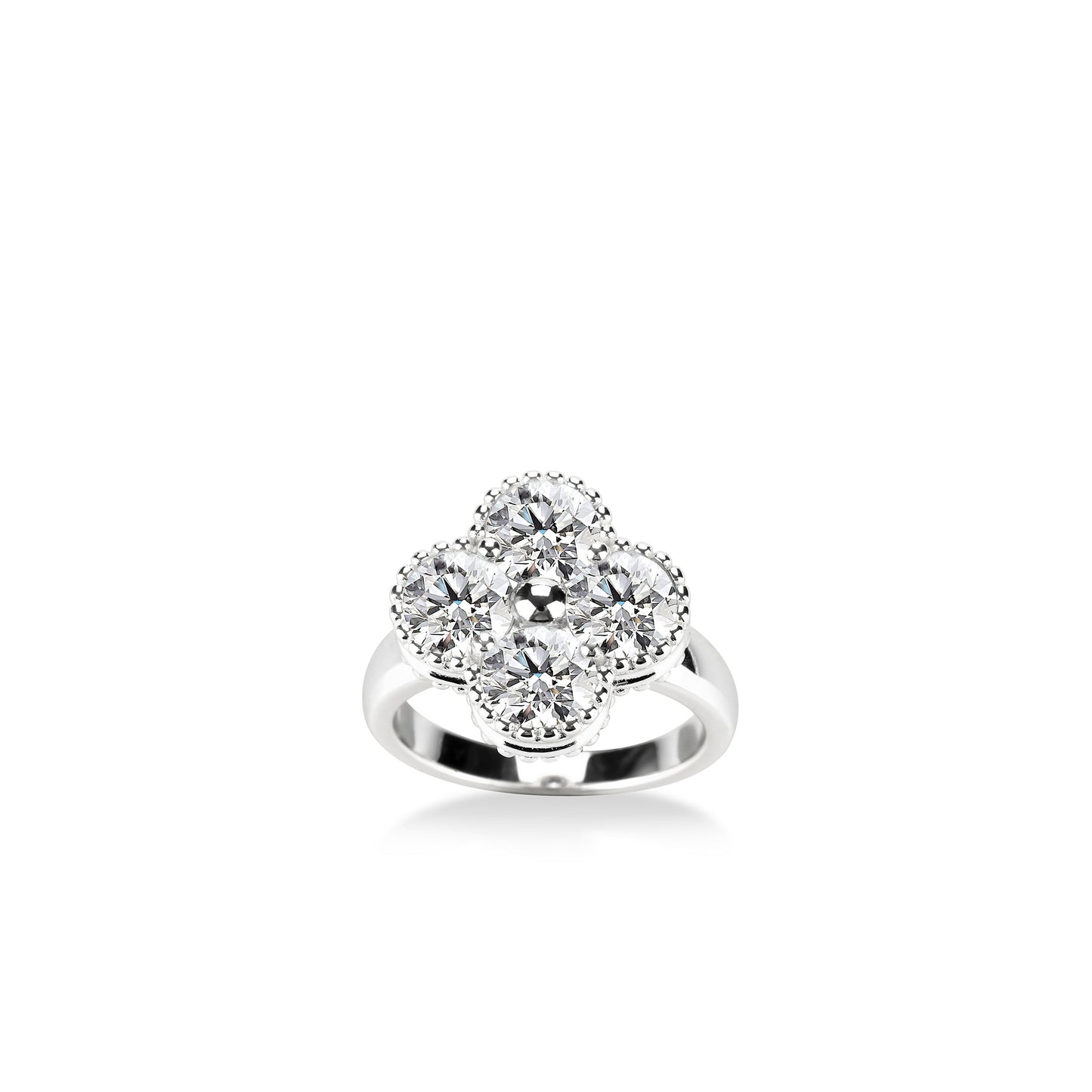 Promotion Ring:Glittering Lucky 4 leaf clover