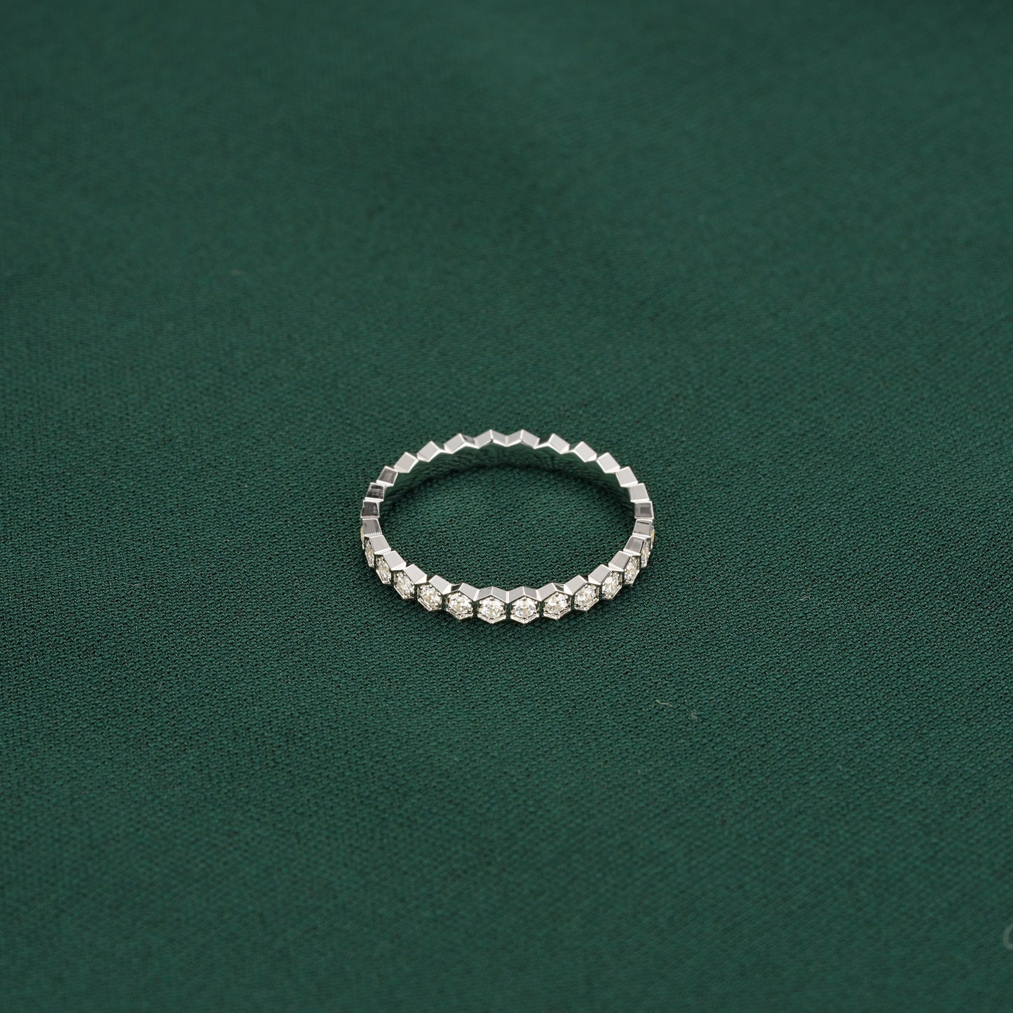 Minimalist collection: Modern "Honeycomb" Full stones CNC band Ring (Unisex)