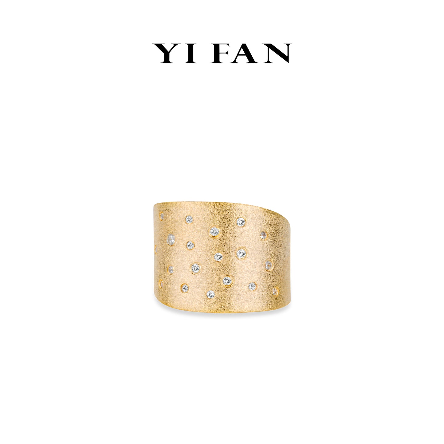 Minimalist collection: "Artistic brushed Stars in Golden Galaxy" Modern Wide band Ring