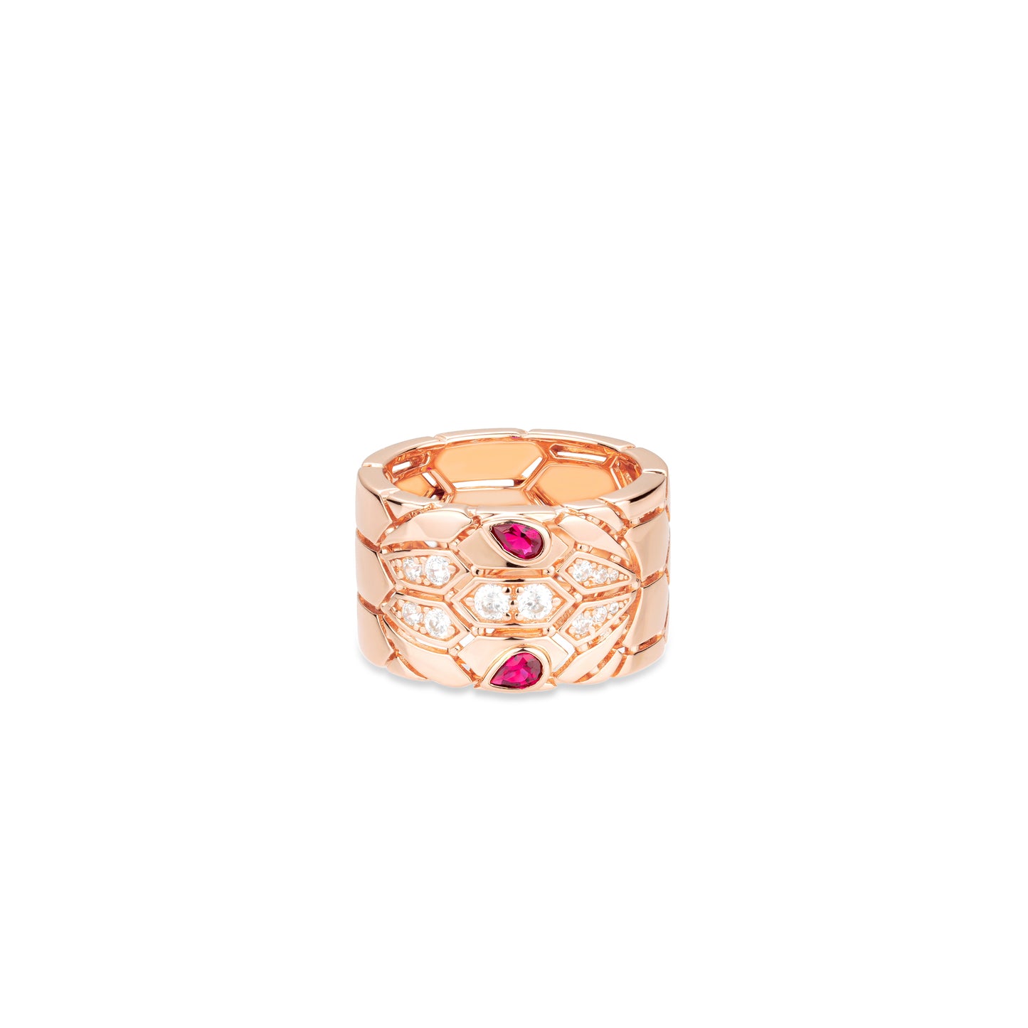 Limited Animal collection: Luxury "Red eyed Spirit Serpent" detailed Wide band Ring