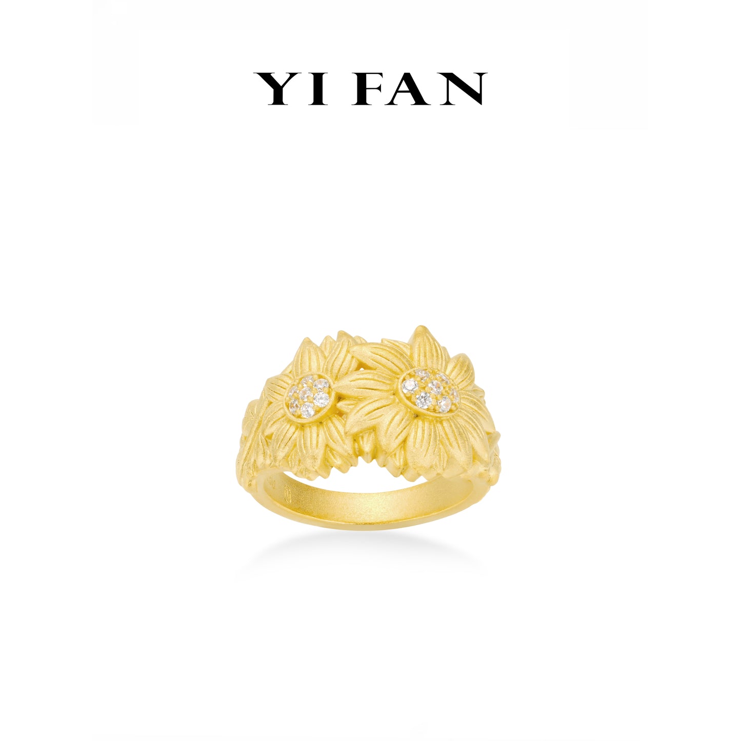 Golden time collection: Modern Brushed “Dazzling Daisy” detailed Golden-arm Ring